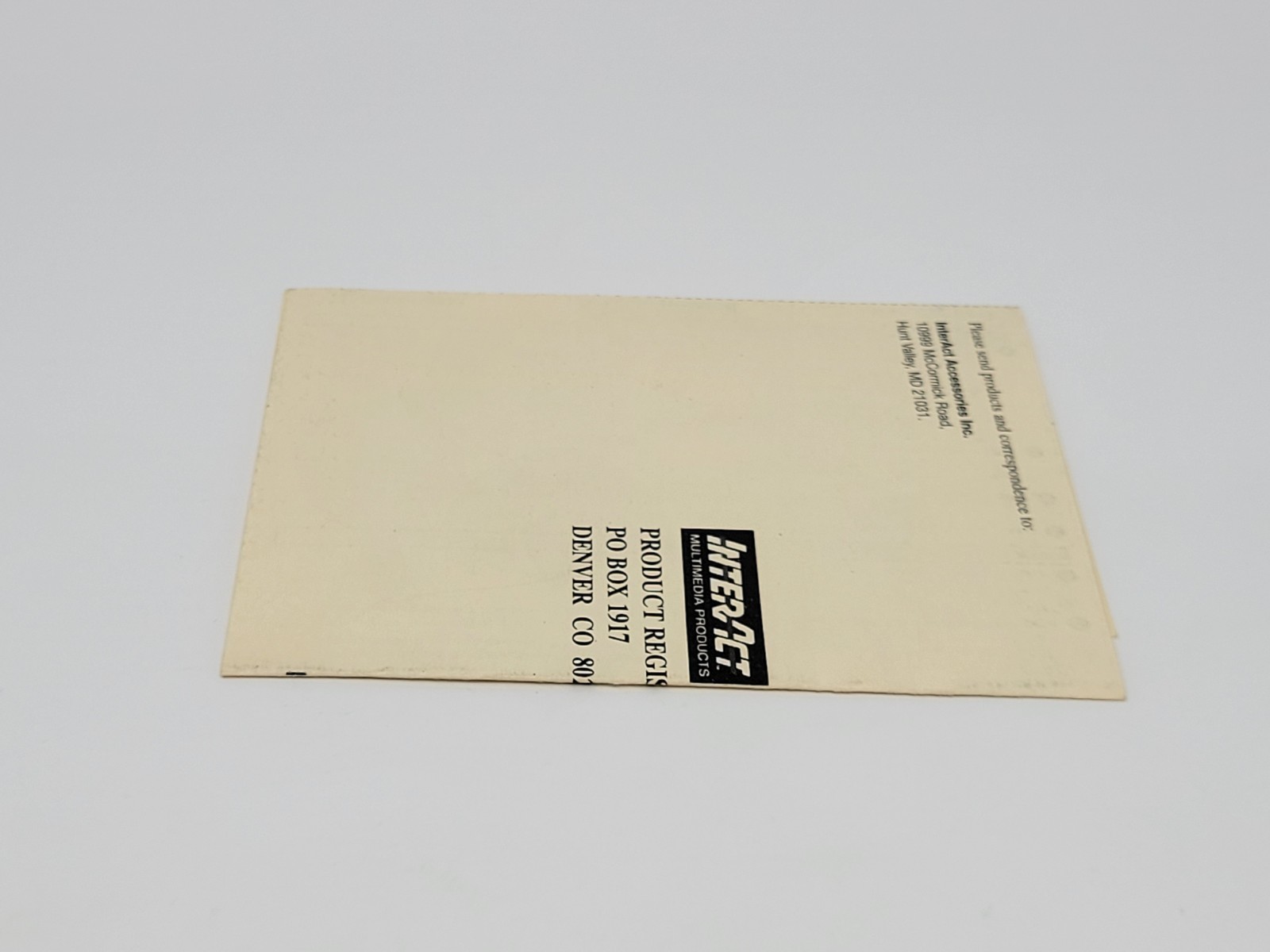 Interact Product Registration Card INSERT ONLY Authentic Free US Ship See Store