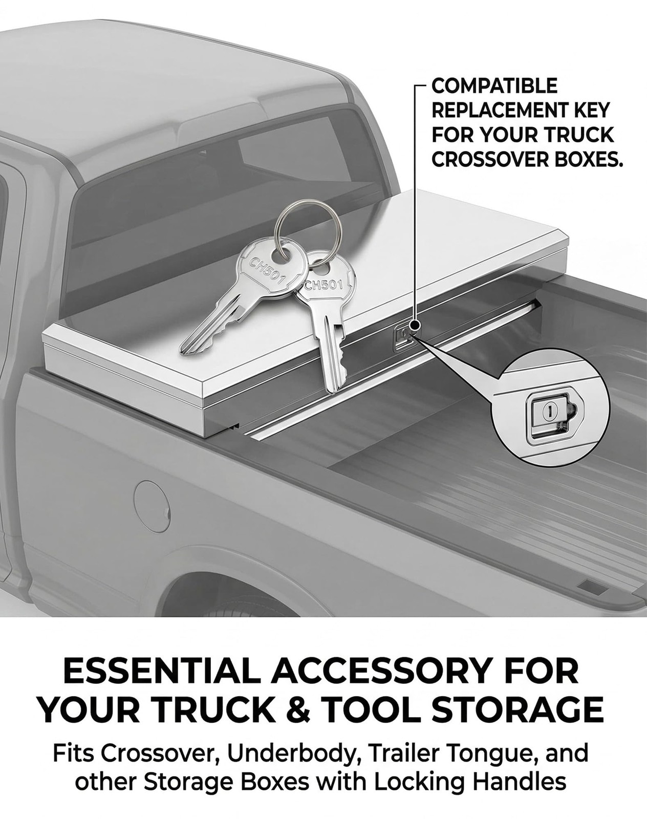 2-Pack CH501 Keys, Replacement Keys for Truck Tool Box Lock, Compatible with