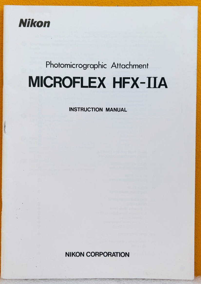 Nikon Photomicrographic Attachment Microflex HFX-IIA Instruction Manual.