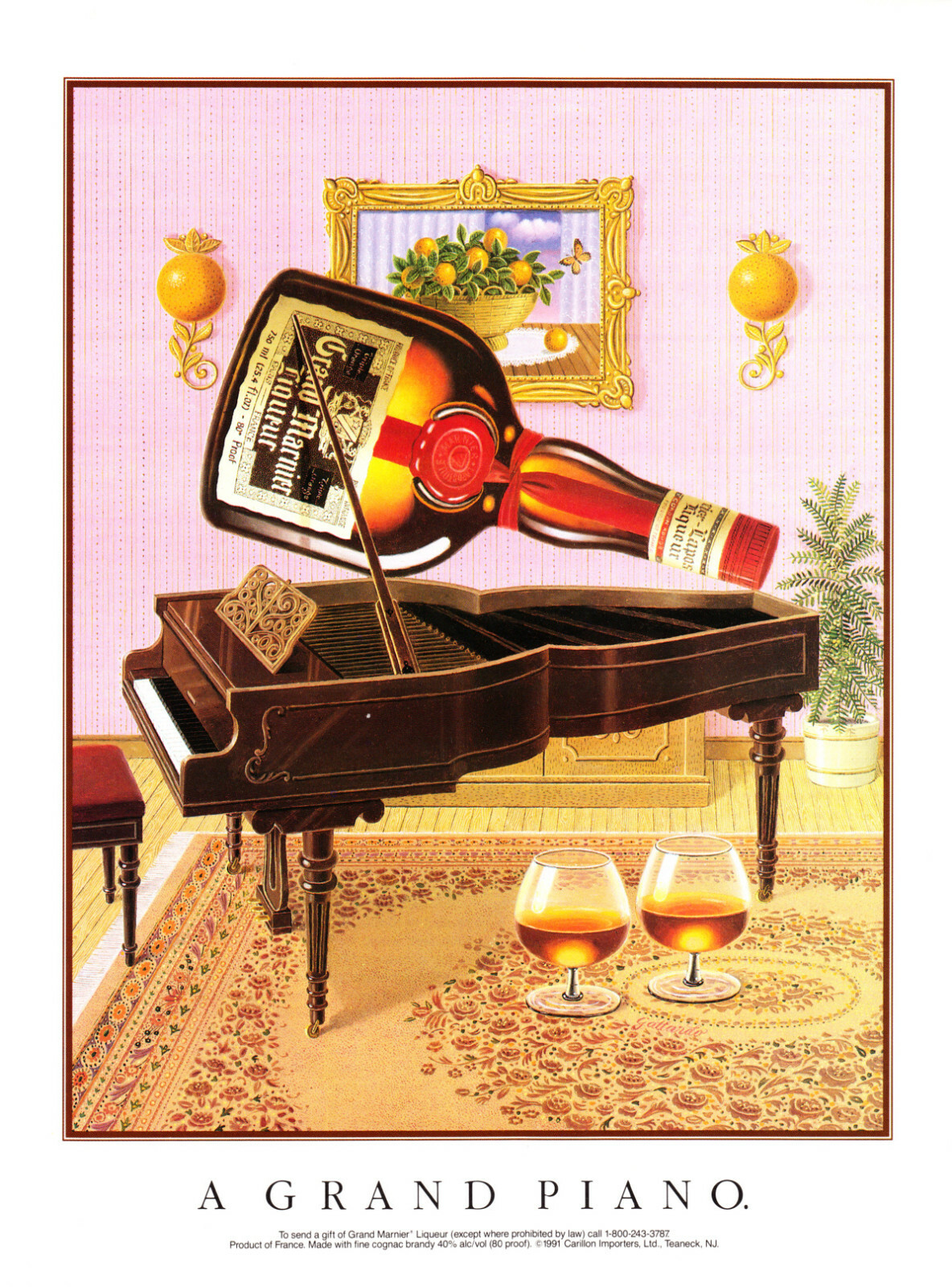 GRAND MARNIER LIQUEUR AD #21 RARE 1991 OOP VINTAGE "A GRAND PIANO"