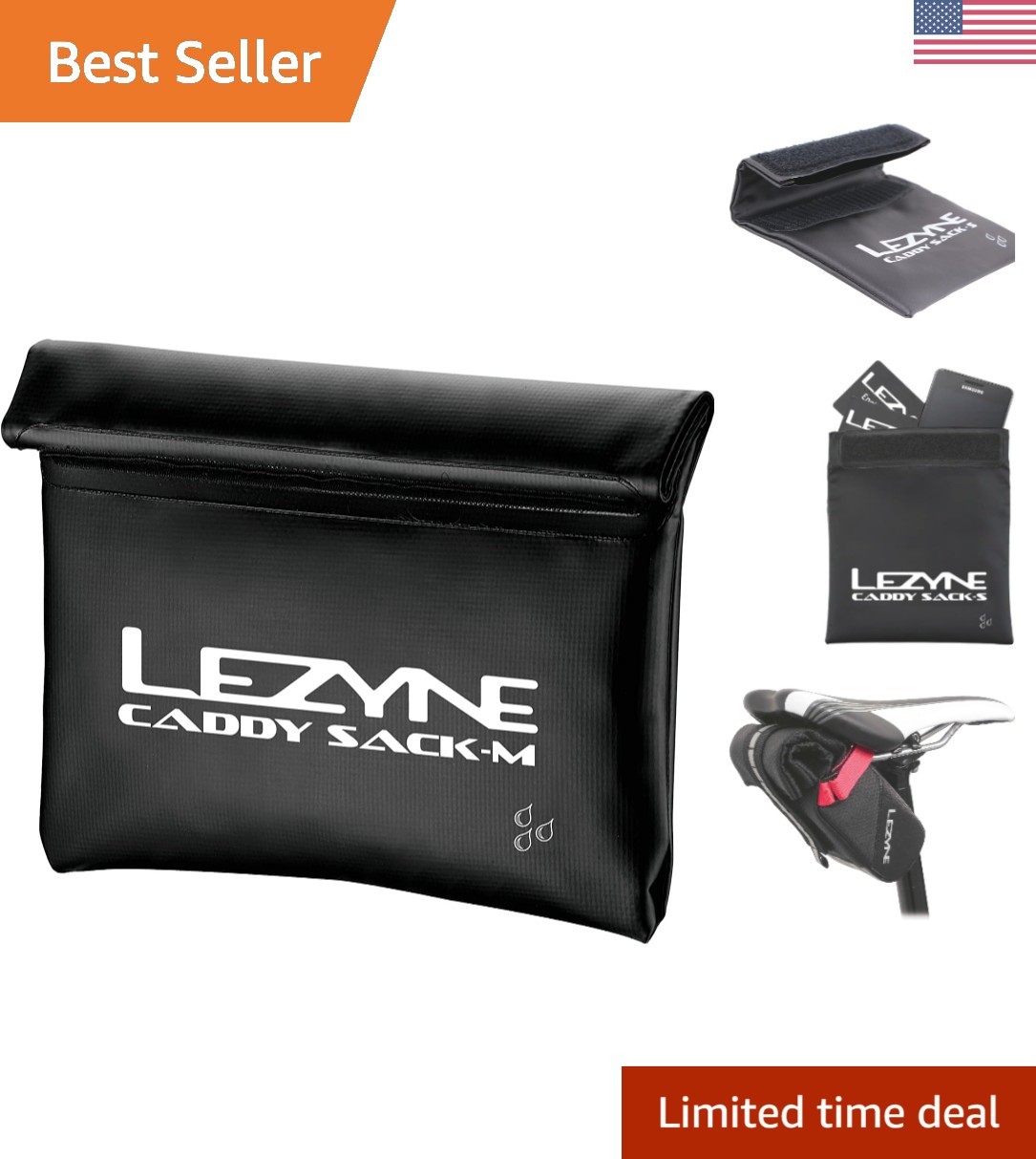 Water-Resistant Bicycle Caddy Sack Bag - Welded Seams, Quick Access, Medium Size