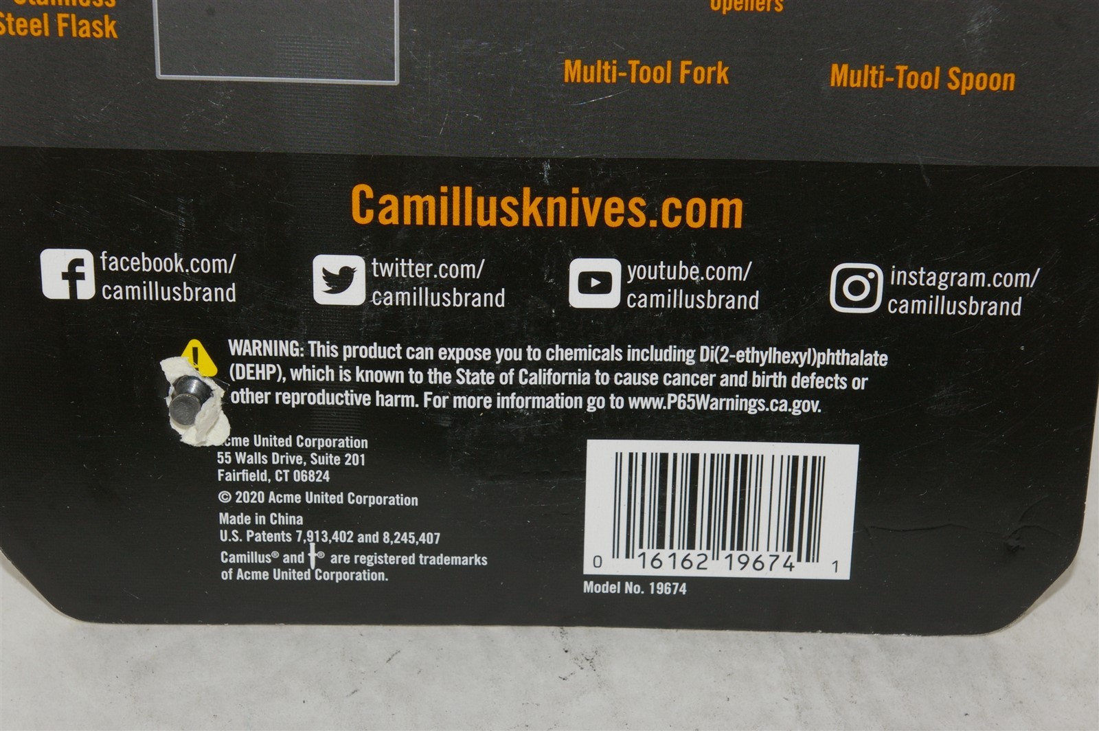 Camillus 4 Pc Camp Kit: Multi-Tools, Flask & Folding Cup NEW!