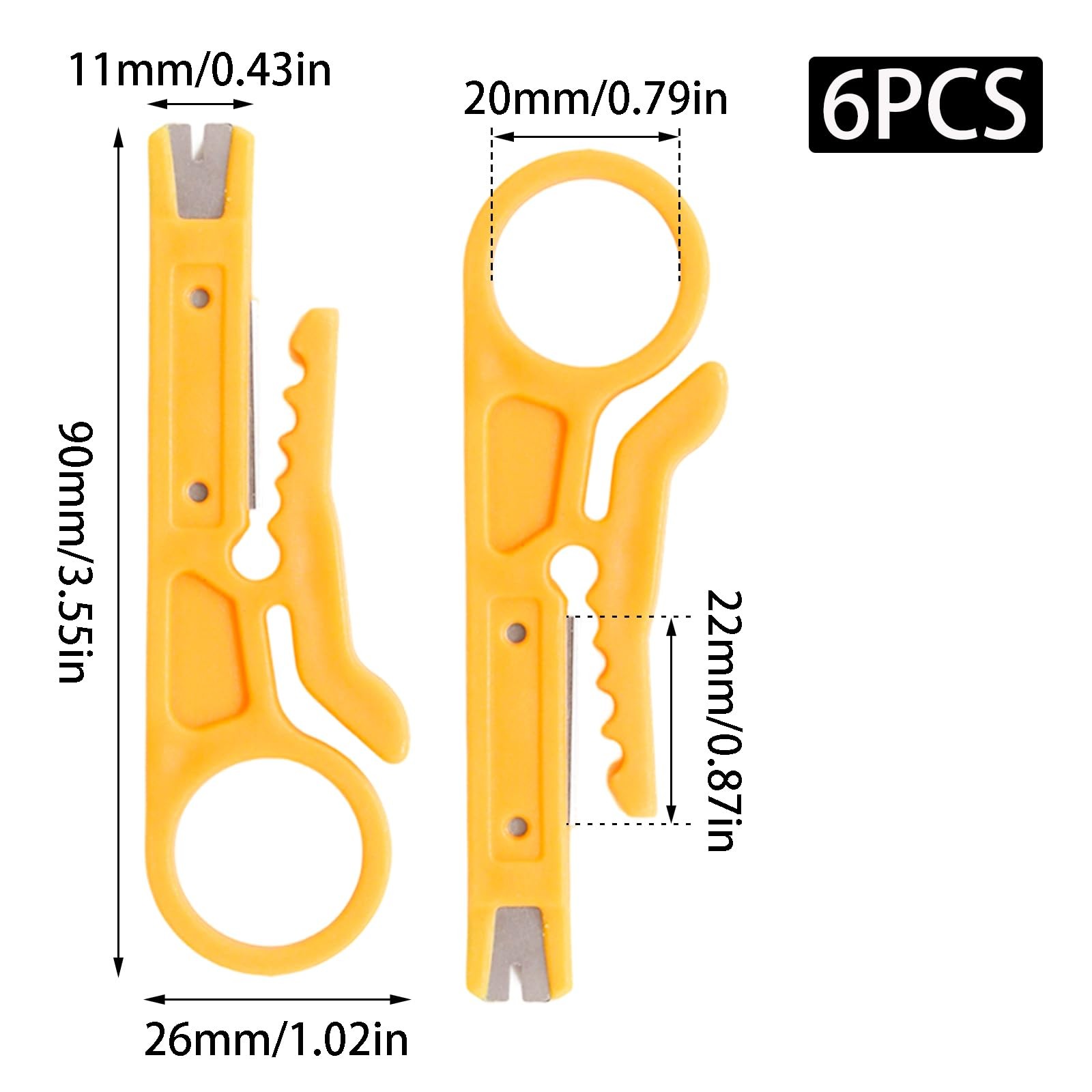 Yinluluna 6Pcs Mini Wire Stripper, Mini Punch Down Tool, Yellow