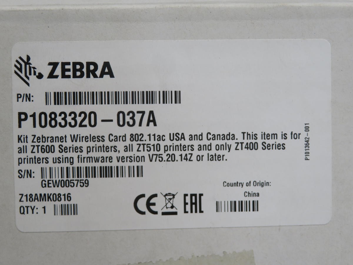 ZEBRA P1083320-037A WIRELESS CARD T243901