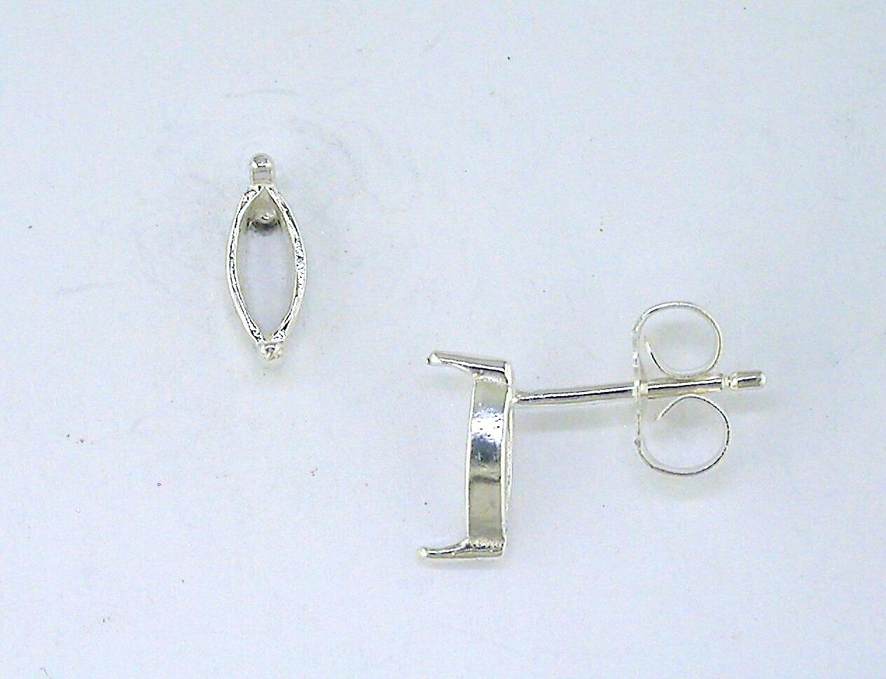 Marquise 2 Prong Earring Setting Sterling Silver
