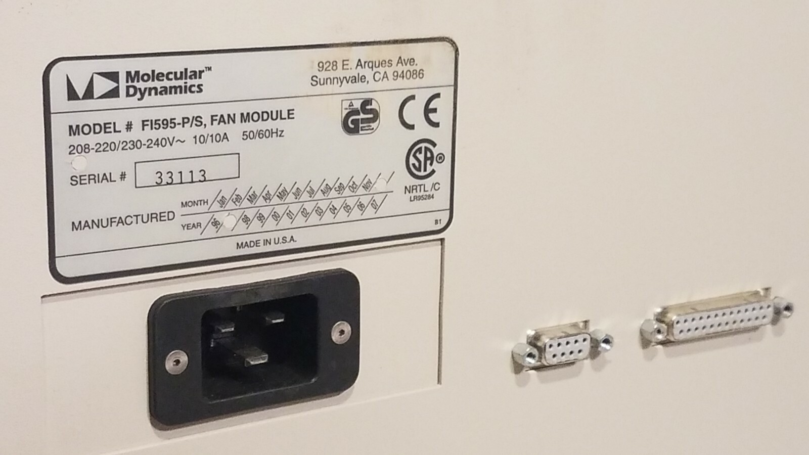 Molecular Dynamics Fluorescent Fan Module & Laser Power Supply