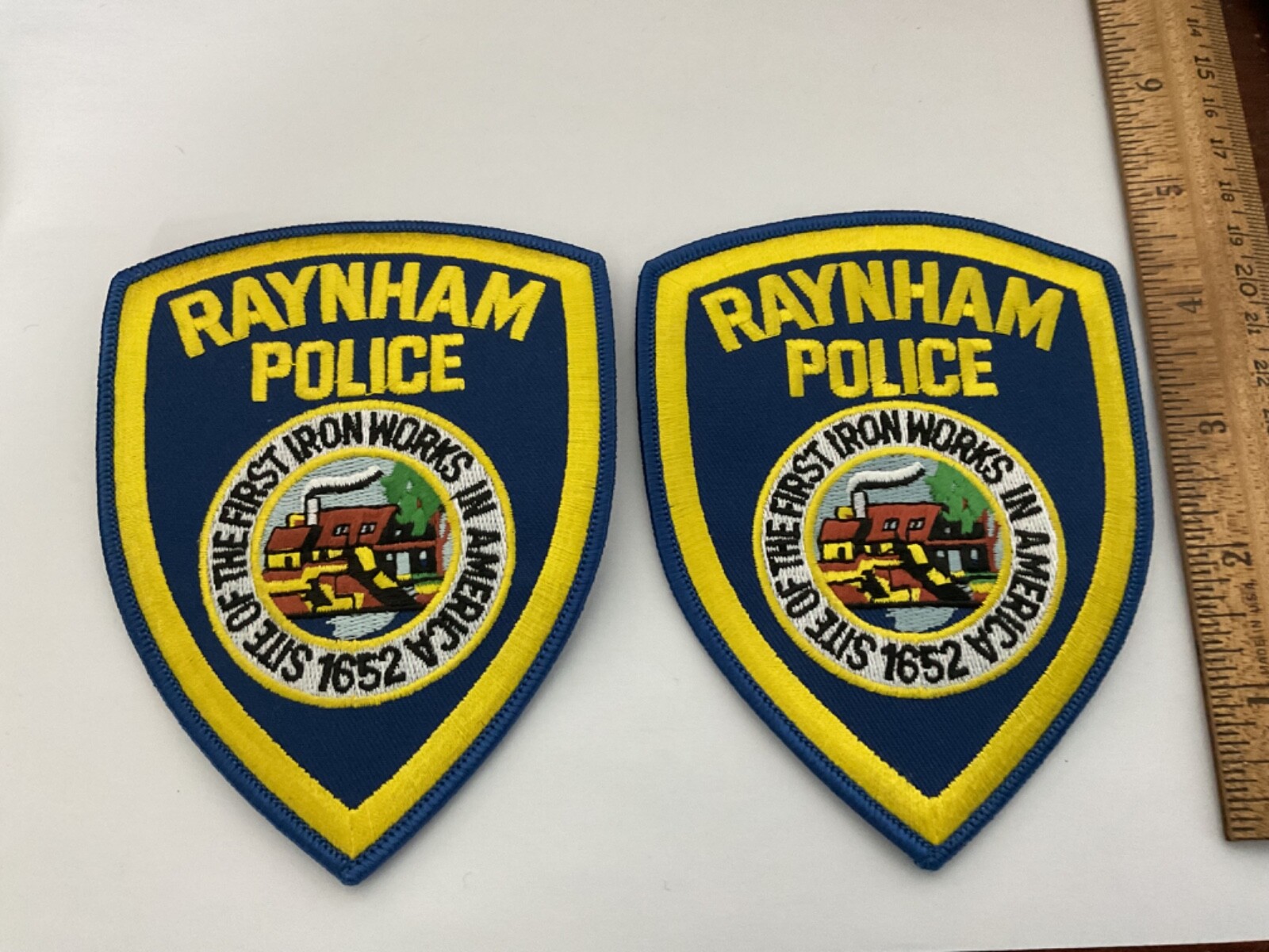 Raynham Police Massachusetts collectors patch set 2 Full size patches and new