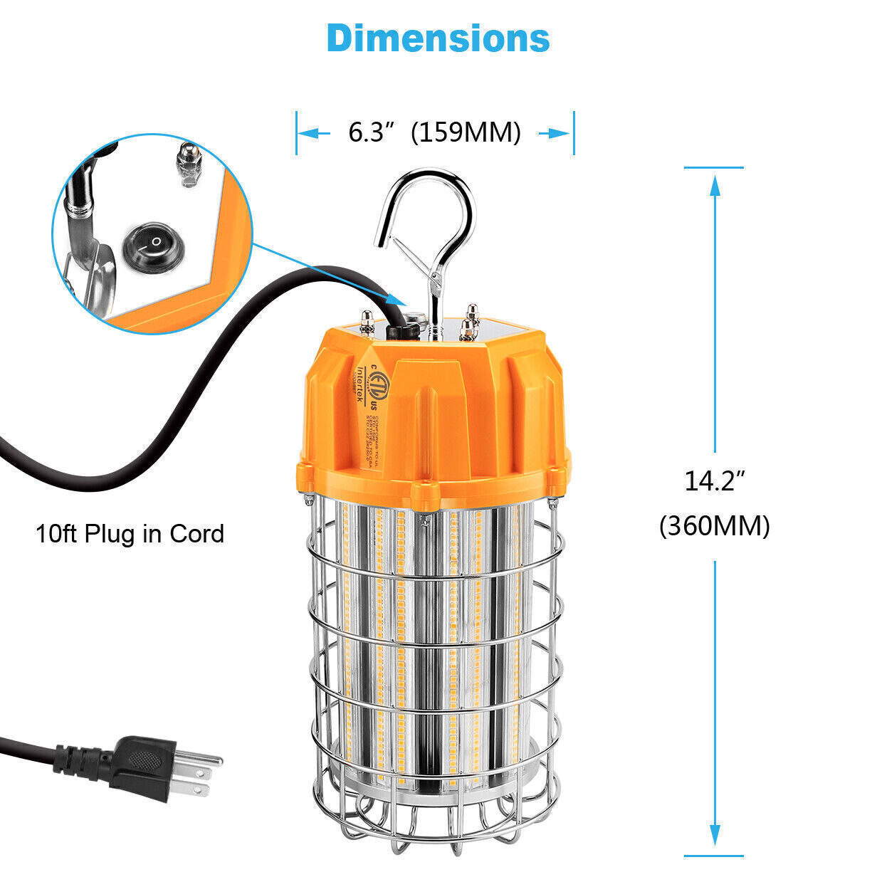 Led Temporary Work Light 60 Watts Hanging Work Construction Lights 8700LM 5000K