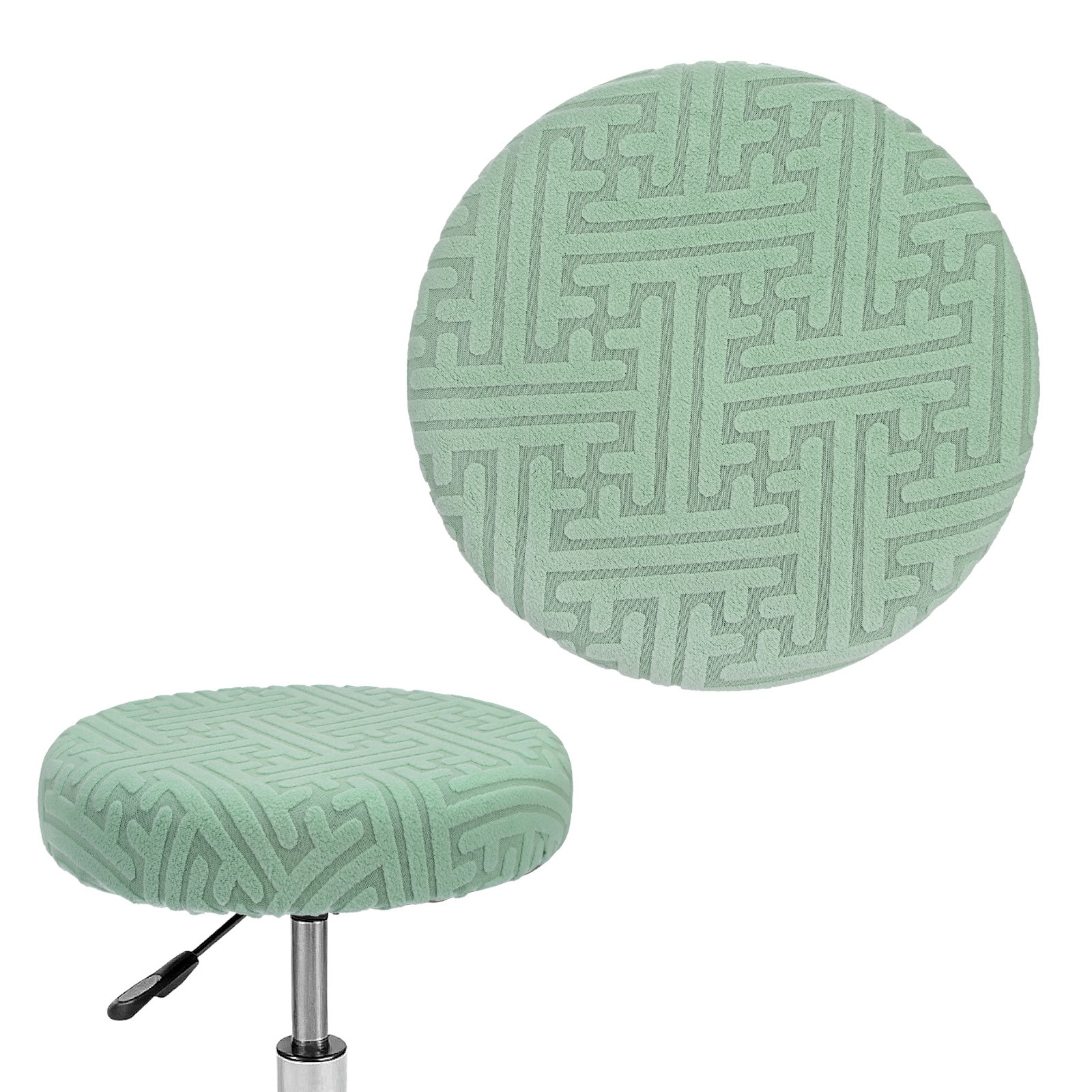 1-Pack Bar Stool Covers Round for 12-14 Inch Strip Pattern Covers [Bean Green]