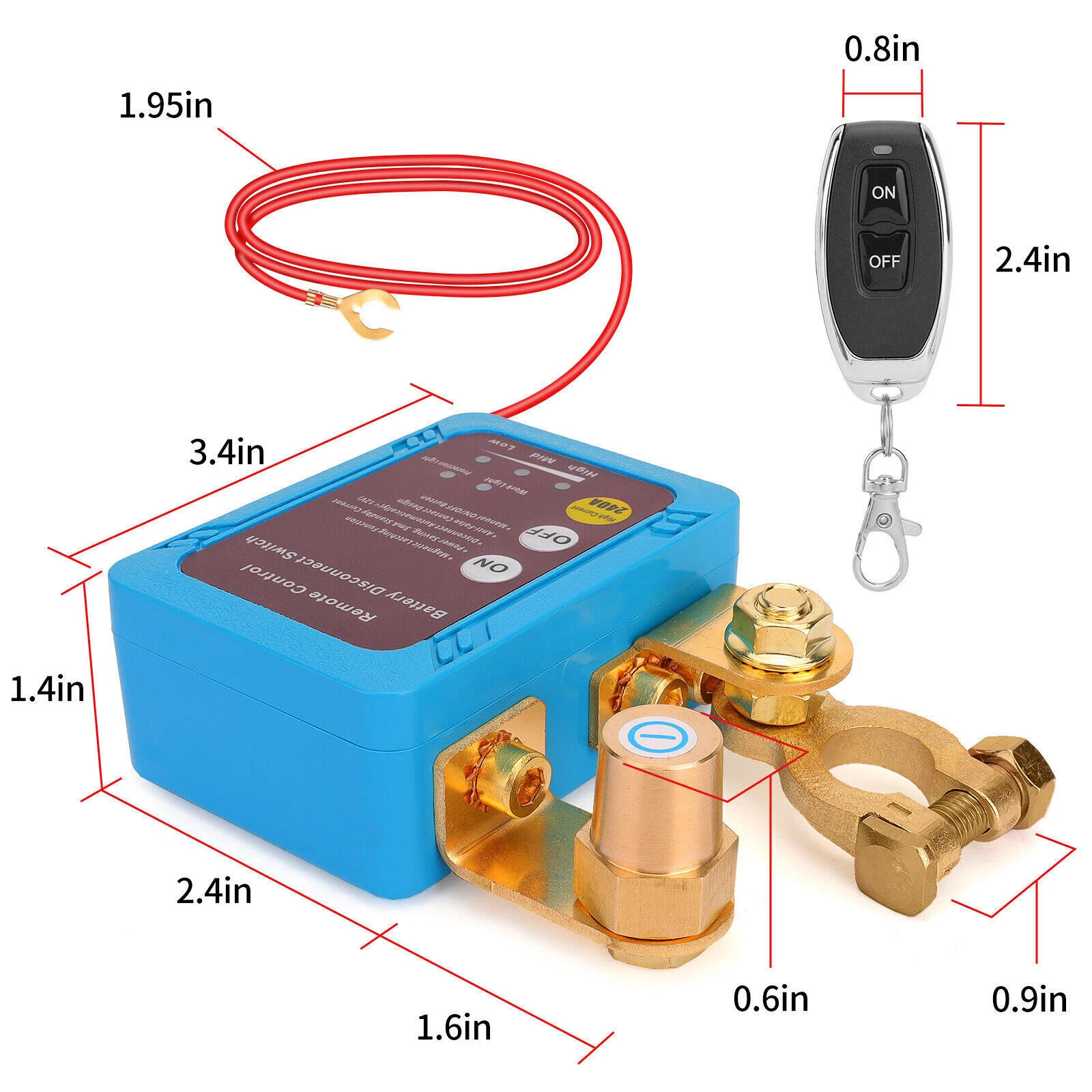 Upgrade Smart Voltage Kill Switch Remote Battery Disconnect Switch 12V/24V 240A