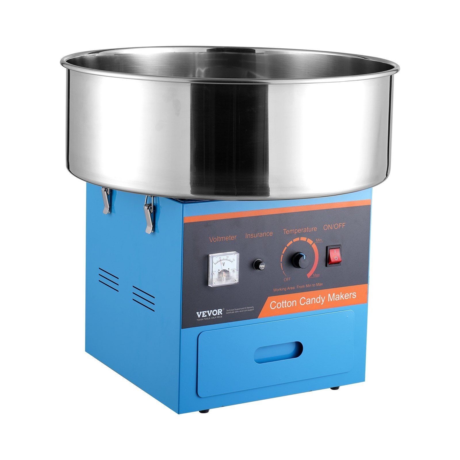 1000W Stainless Steel Bowl Electric Cotton Candy Machine & Tools Blue