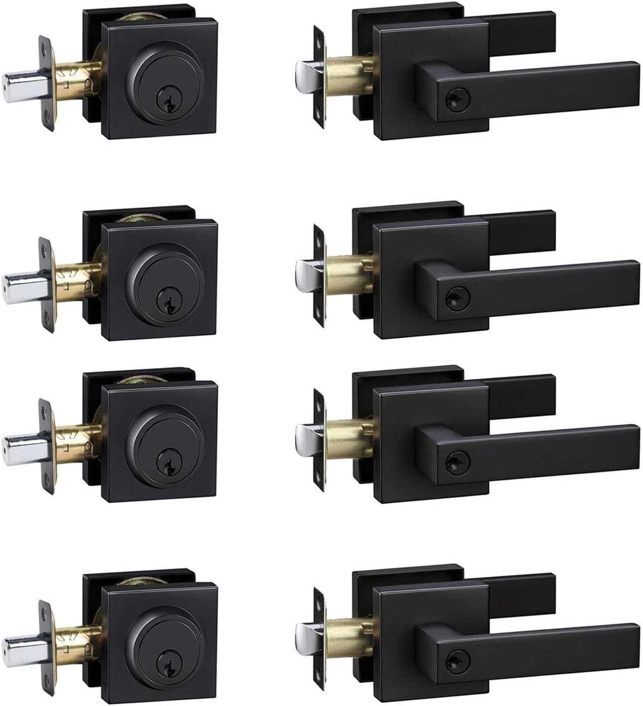 Exterior Door Lock Set with Deadbolt, Front Door Handle Set with Deadbolt,