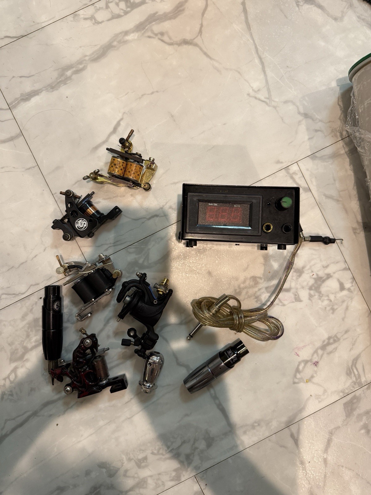 Tattoo Machine Lot – Coil, Rotary, Pen Machines + Power Supply (Working Set)