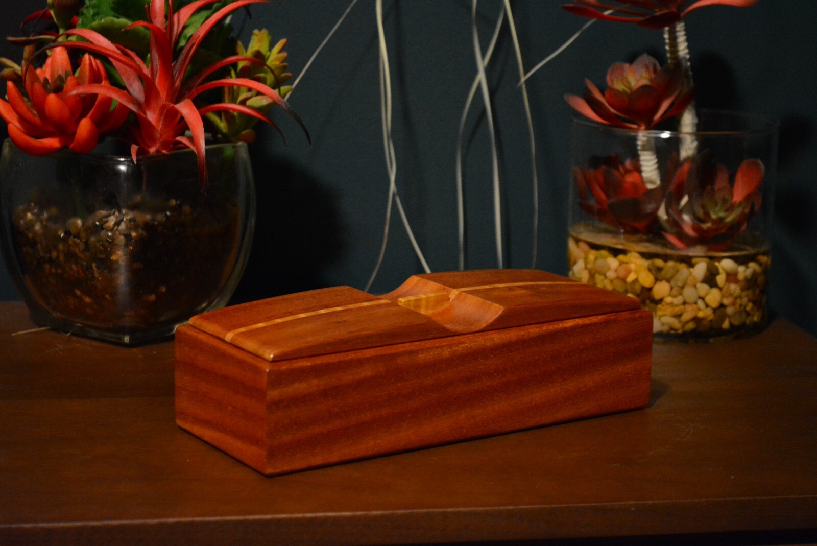 GORGEOUS wood box made from MAHOGANY with Curly Maple jewelry keepsake trinket