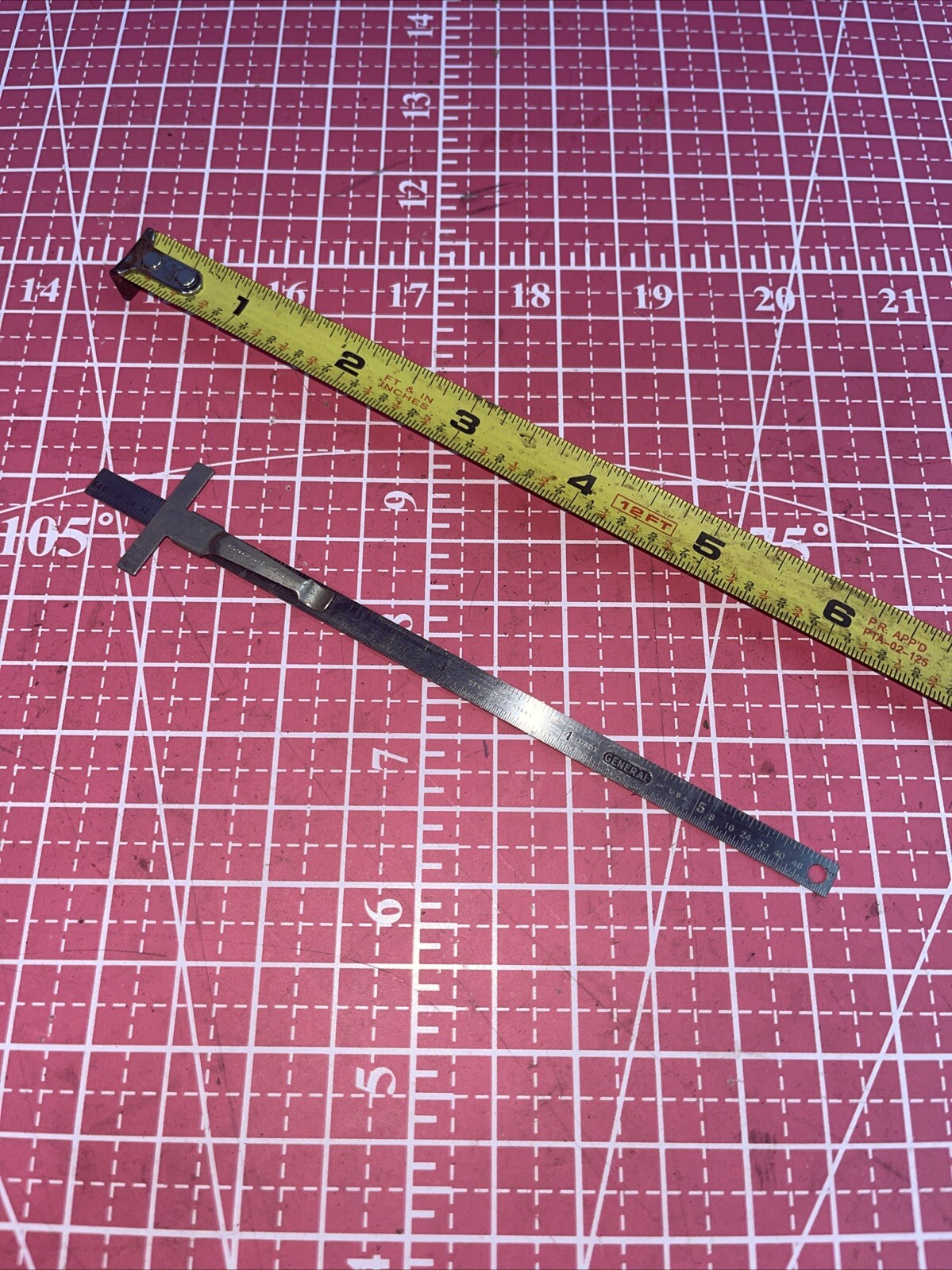 Vintage General USA 6 Inch Metal Stainless Steel Pocket Ruler USA 6”