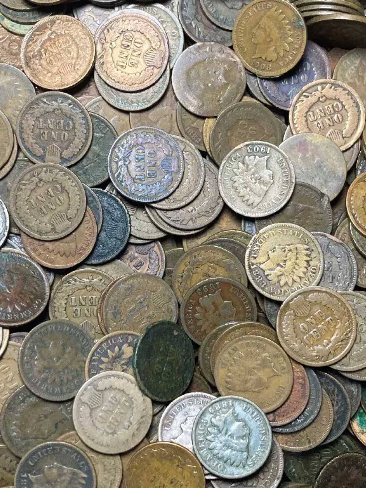 Roll of 50 Indian Head Cent Native American Pennies Average Circulated Condition