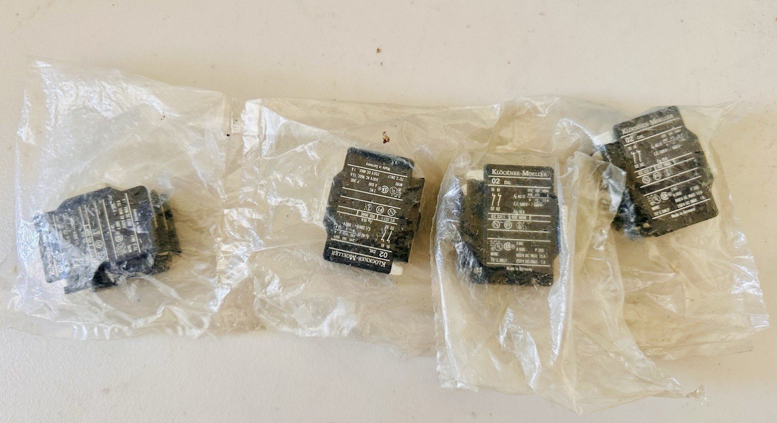 LOT OF 4! KLOCKNER-MOELLER 02 DIL EM AUXILIARY CONTACTS