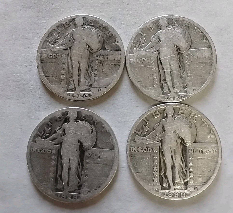 1926 1927 1928 1929 Standing Liberty Quarters🔥90% Silver $1Face Lot Of 4 #SL18