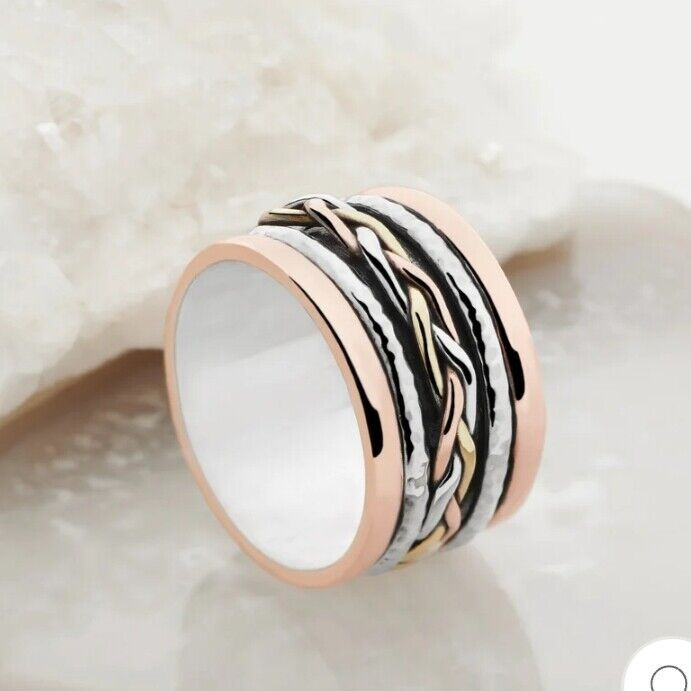 925 Sterling Silver Spinner Ring Boho Meditation Jewelry Gift For Her A-984