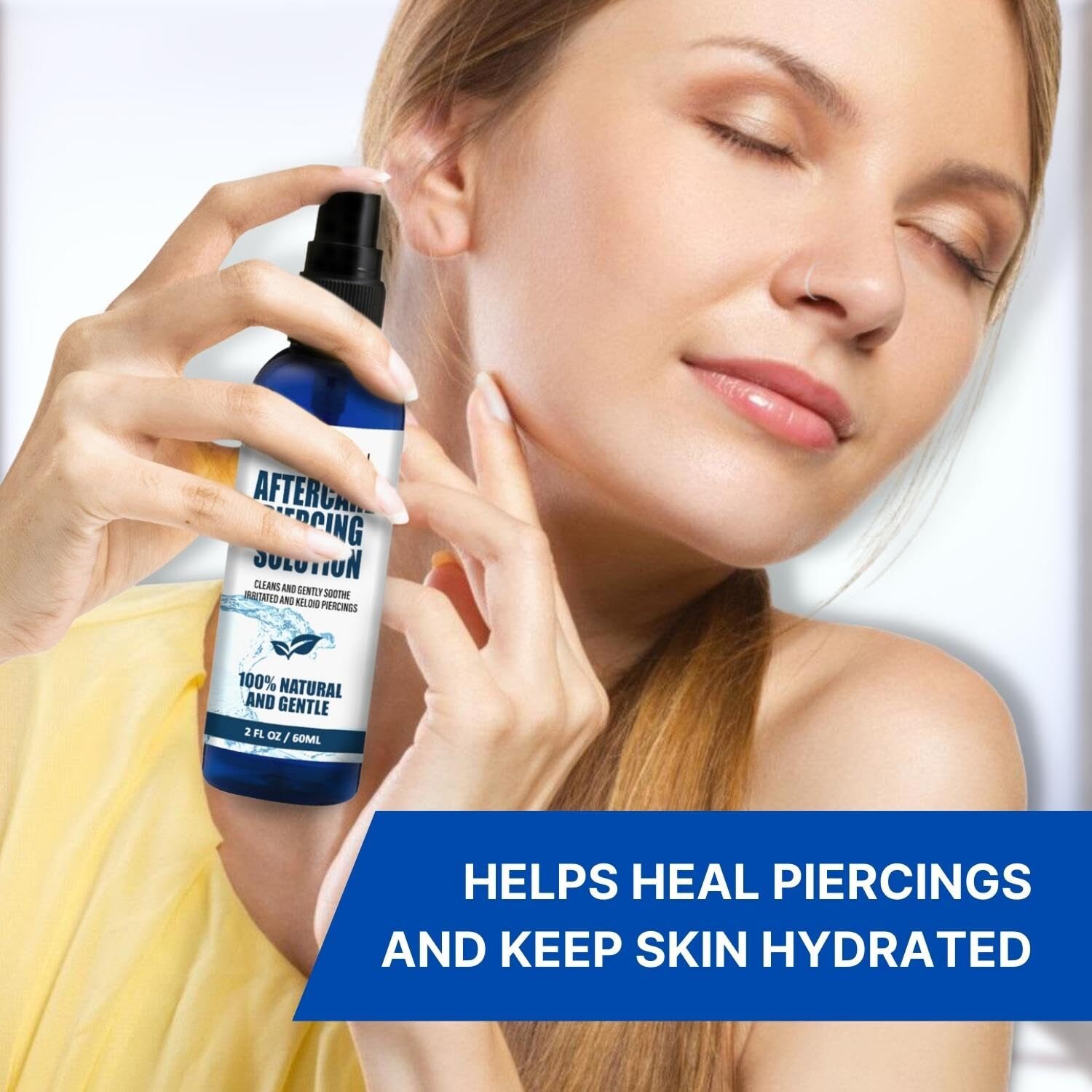 Piercing Aftercare Spray - Saline Cleaning Solution Nose Belly Ear Piercing C...