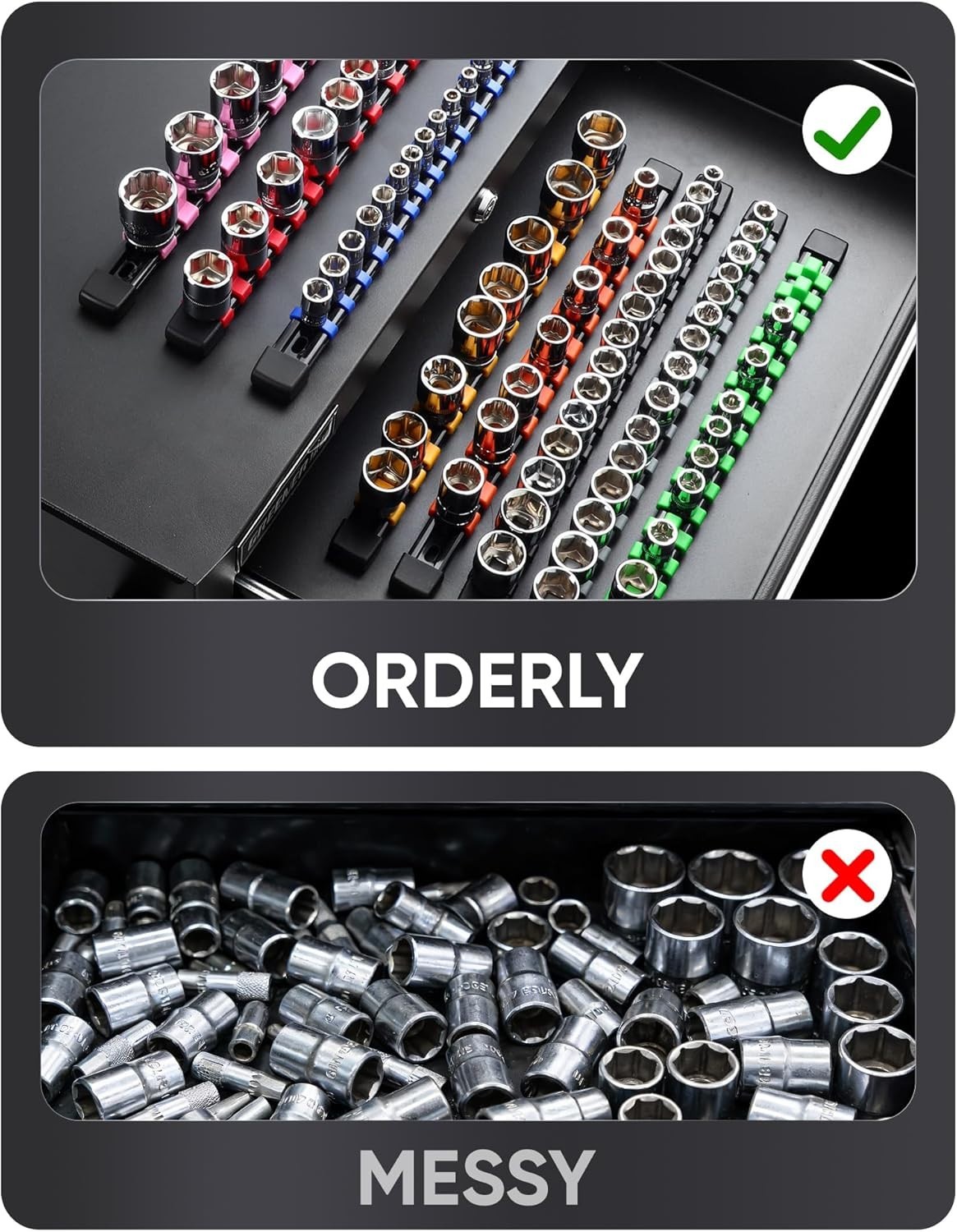 Lightweight Socket Organizer, 129 Socket Capacity