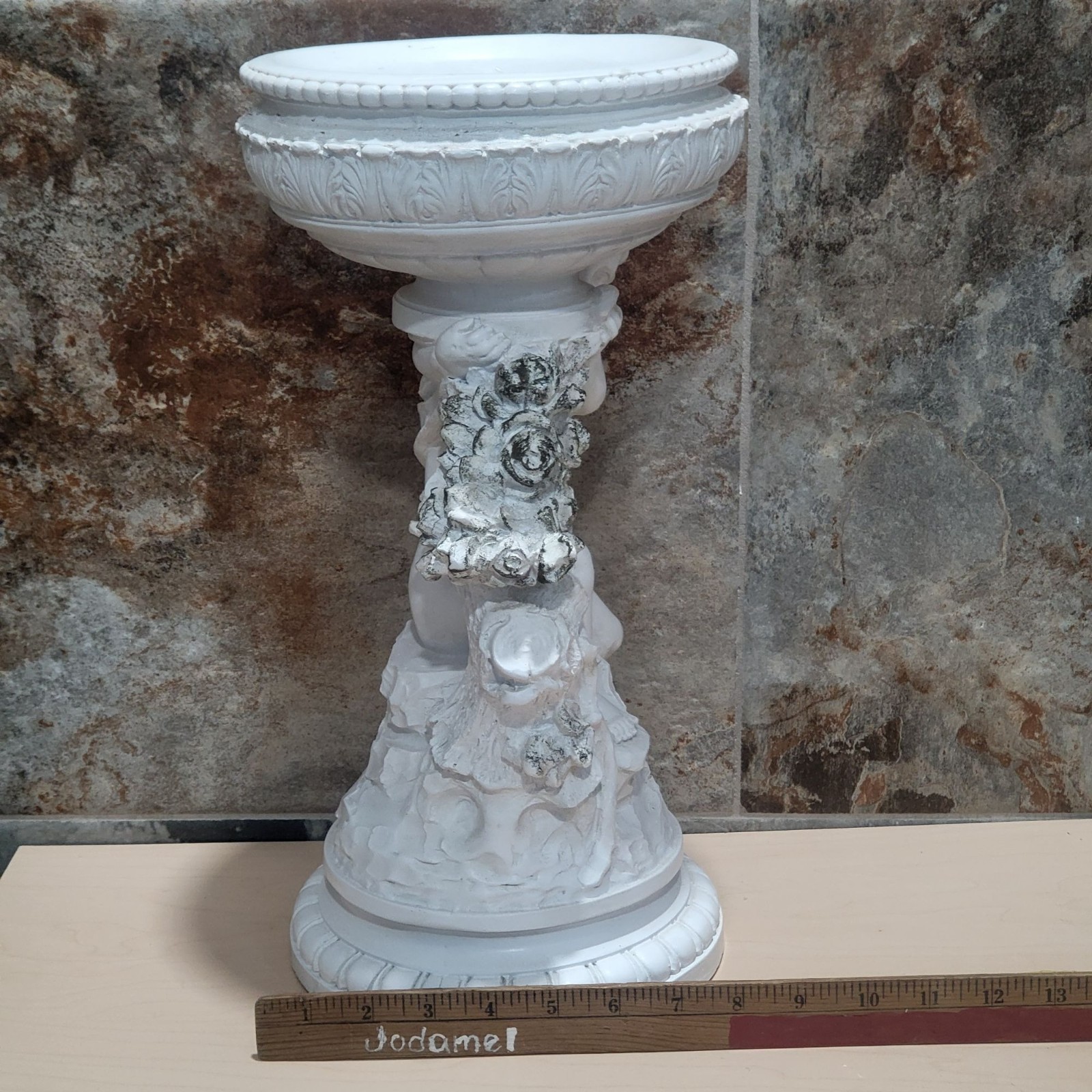 Vintage White Cherub Planter Decorative Garden Statue