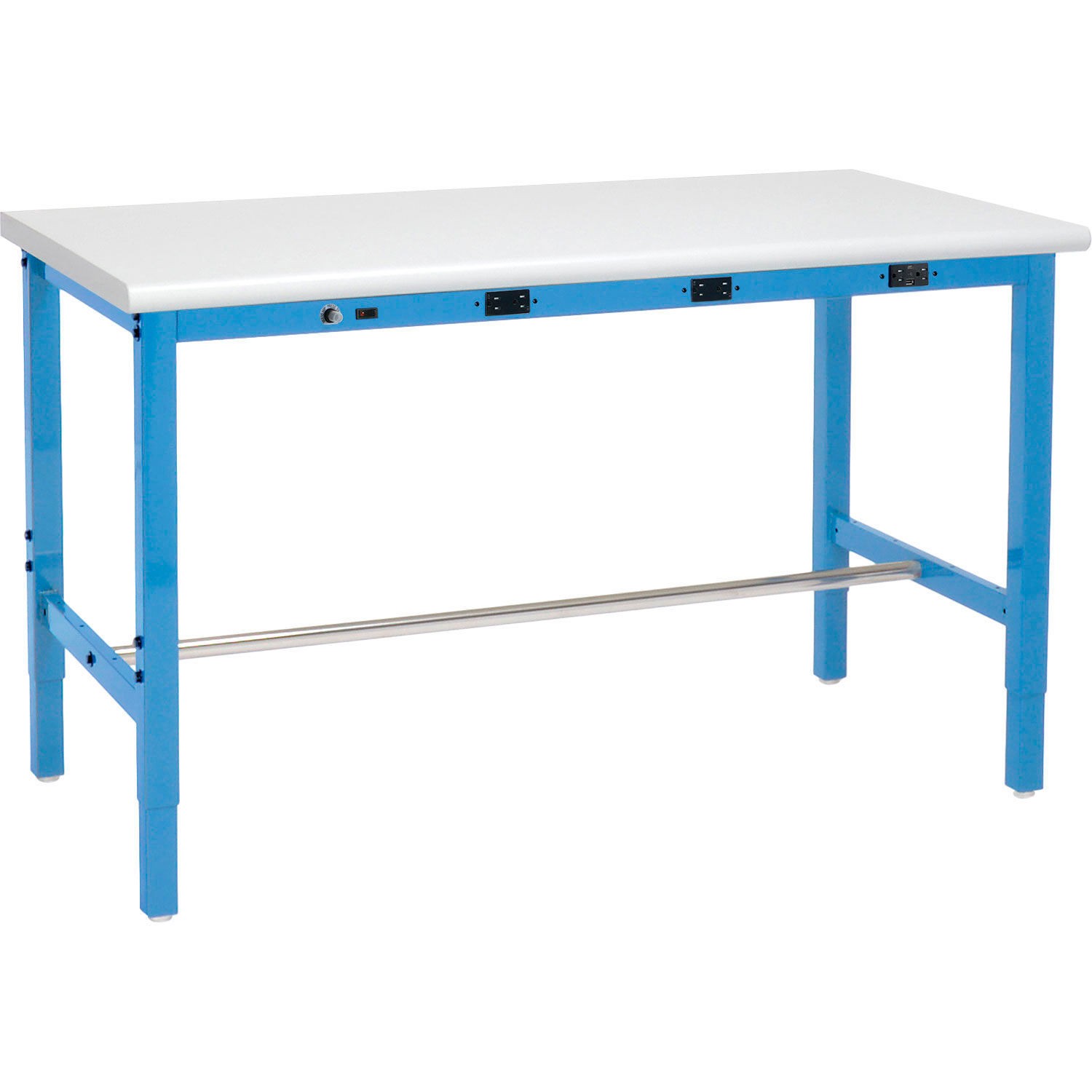 Global Industrial Adjustable Height Workbench Power Outlets 72 x 30" Laminate