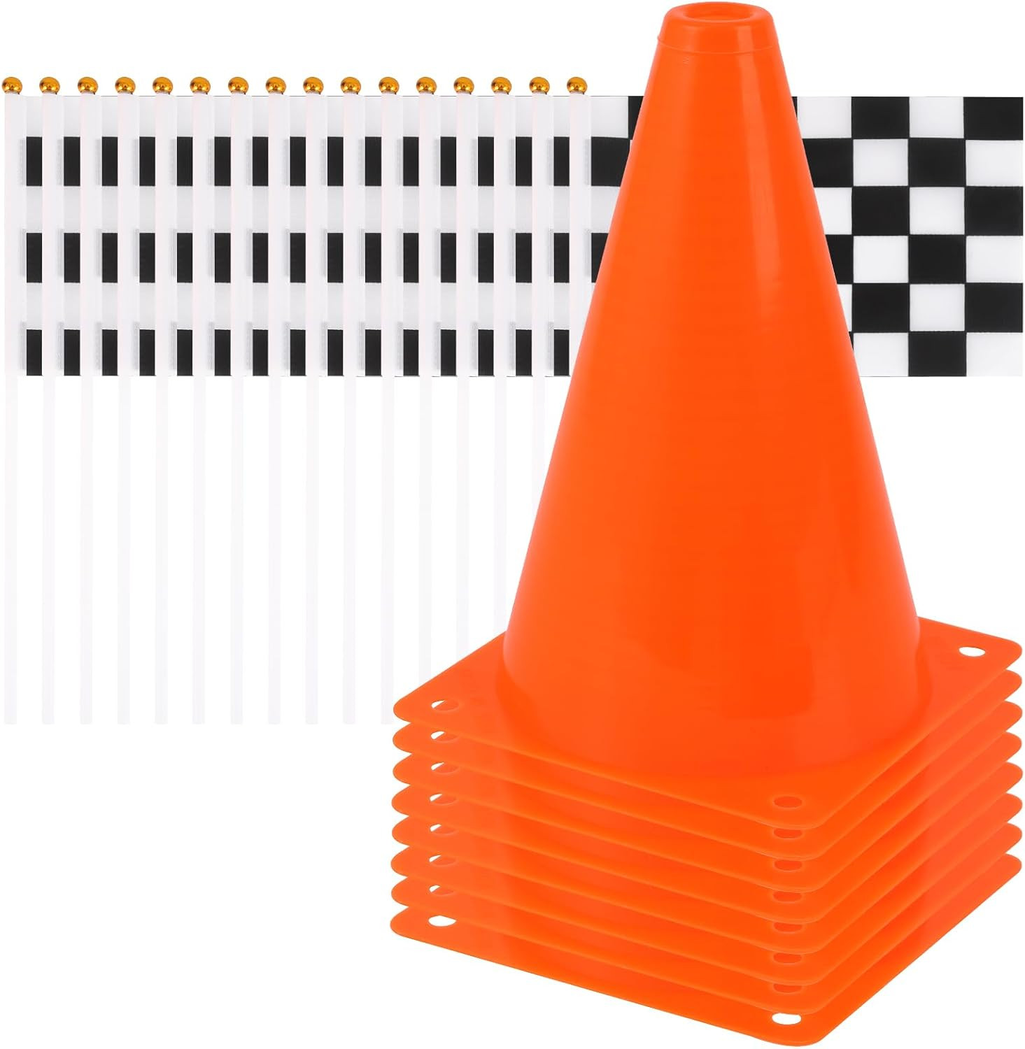 8 Mini Conos De Trafico Naranja Con Banderas De Carreras Futbol Entrenamiento