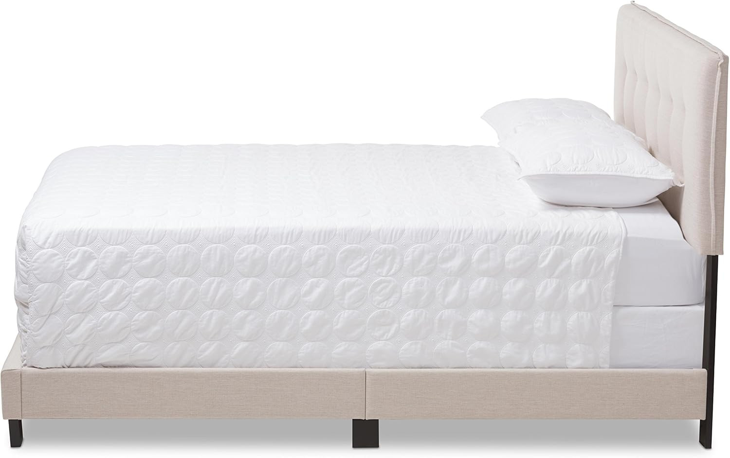 Audrey Light Beige Upholstered Full Size Bed - Modern Contemporary Design