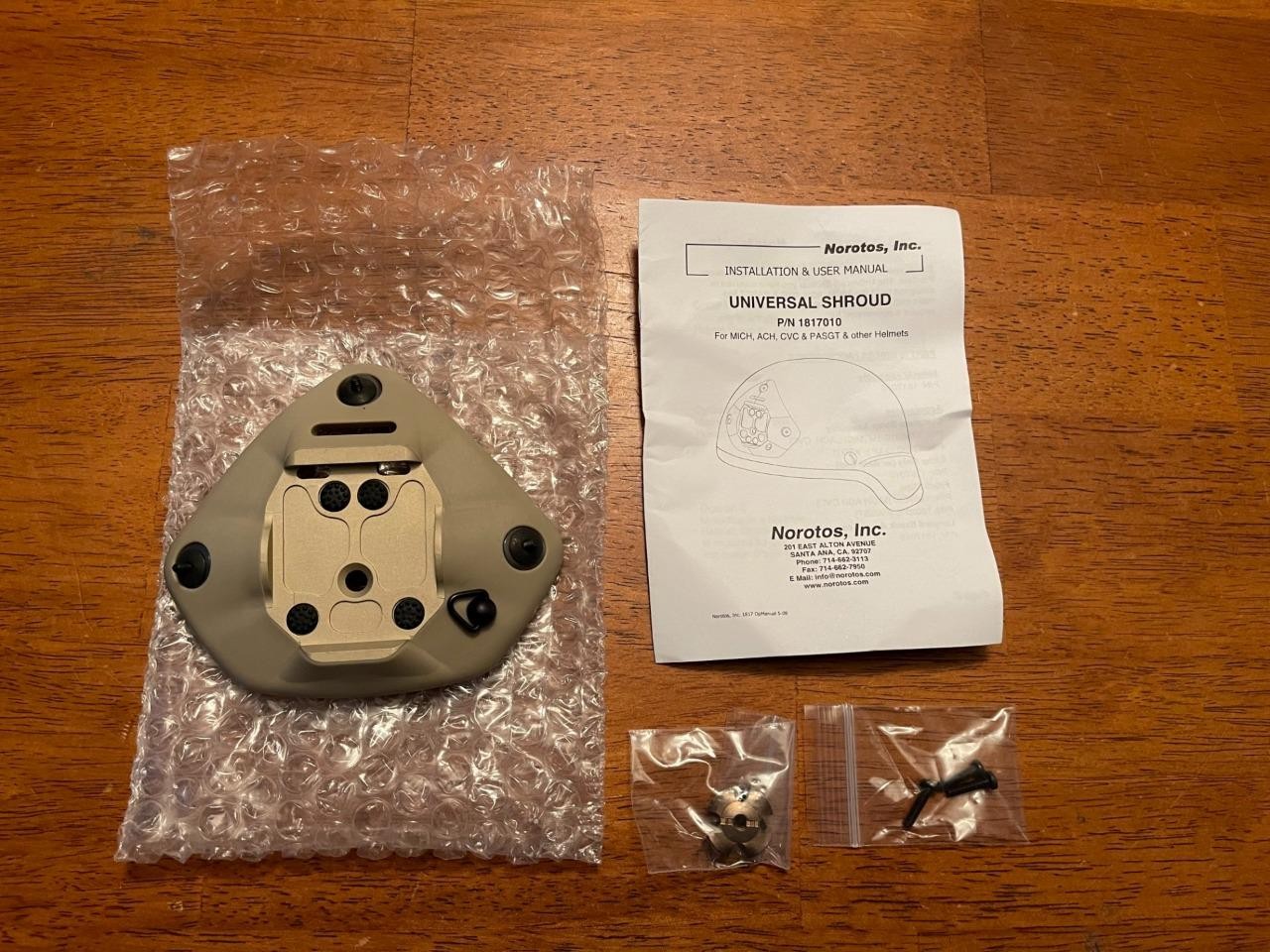 Universal Norotos Shroud Helmet NVG Mount 1 Hole/ 3 Hole P/N 1817010 Tan