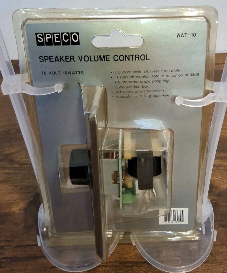 SPECO WAT-10 Speaker Volume Control 70 Volt 10 Watts Made In Taiwan
