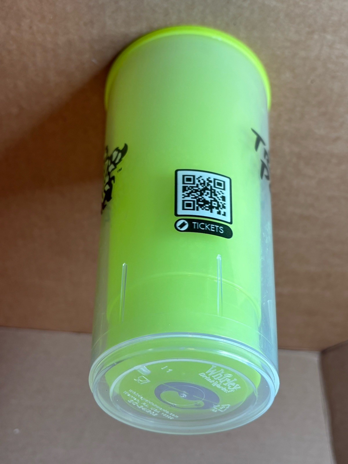 Rocket City Trash Pandas Cup by Whirley Neon Yellow / Green Baseball Minors
