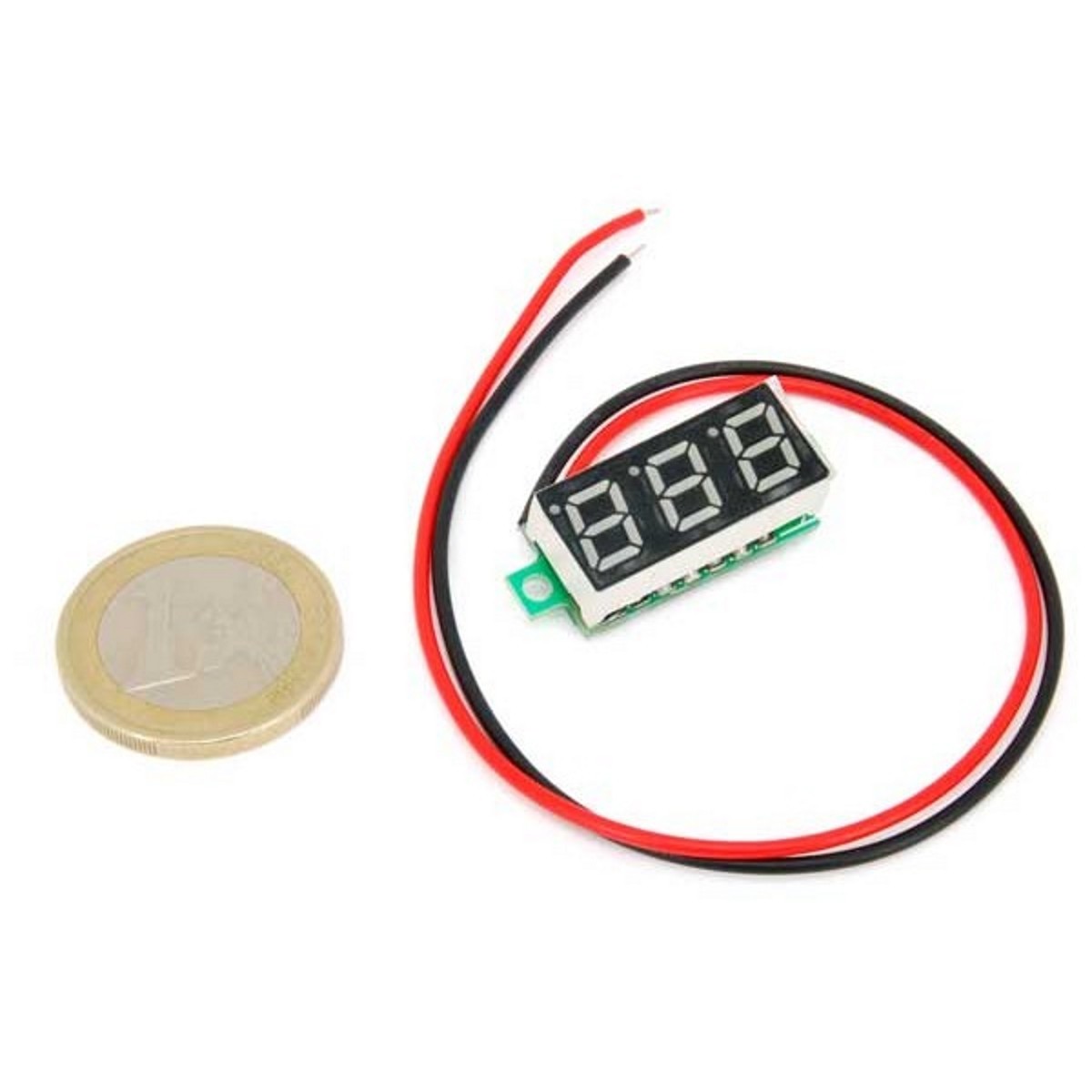 Mini Blue Volt Meter Bright Display Measures 2.5-30 V 2 Wires