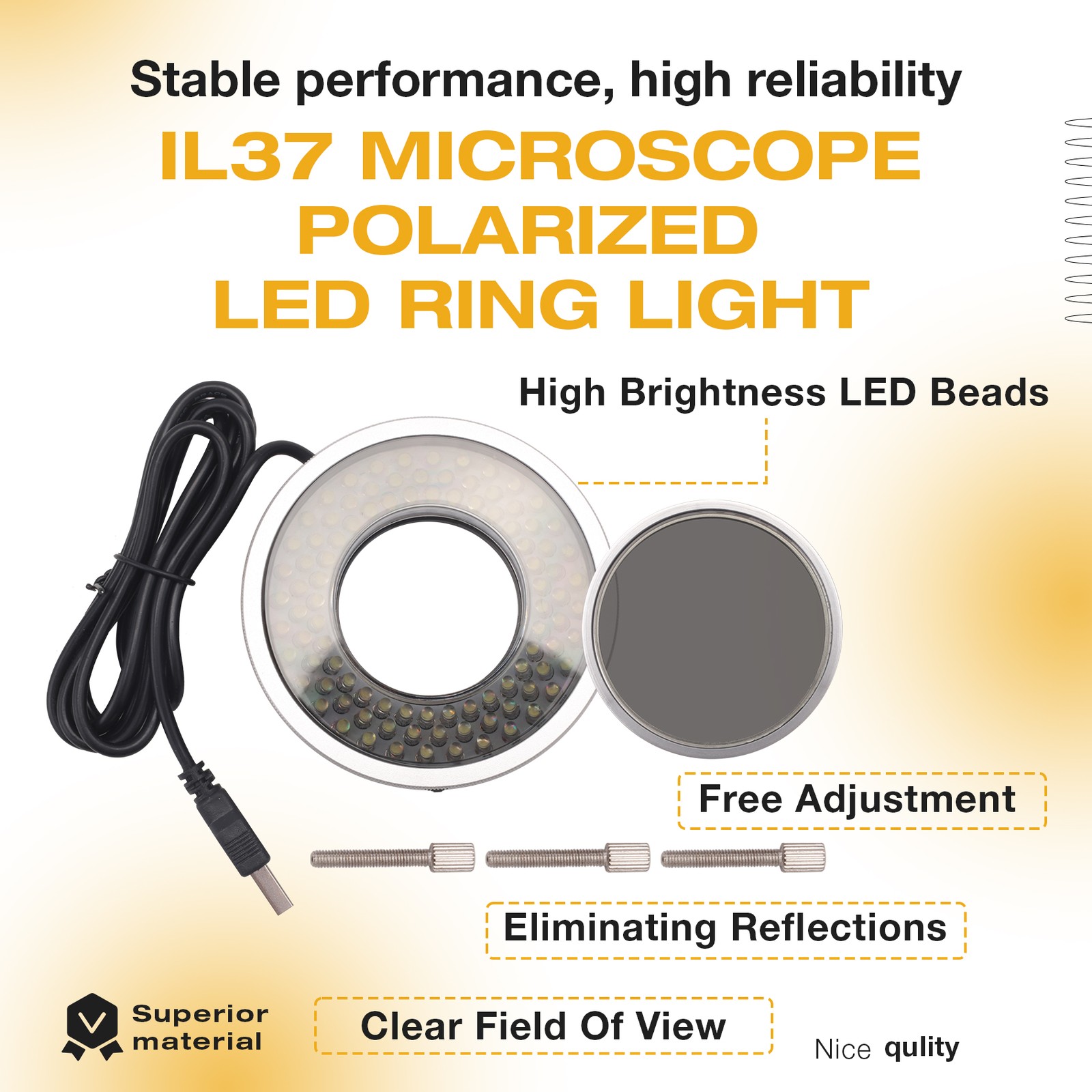 Premium IL37 Polarized LED Microscope Light to Reflections V5K75626