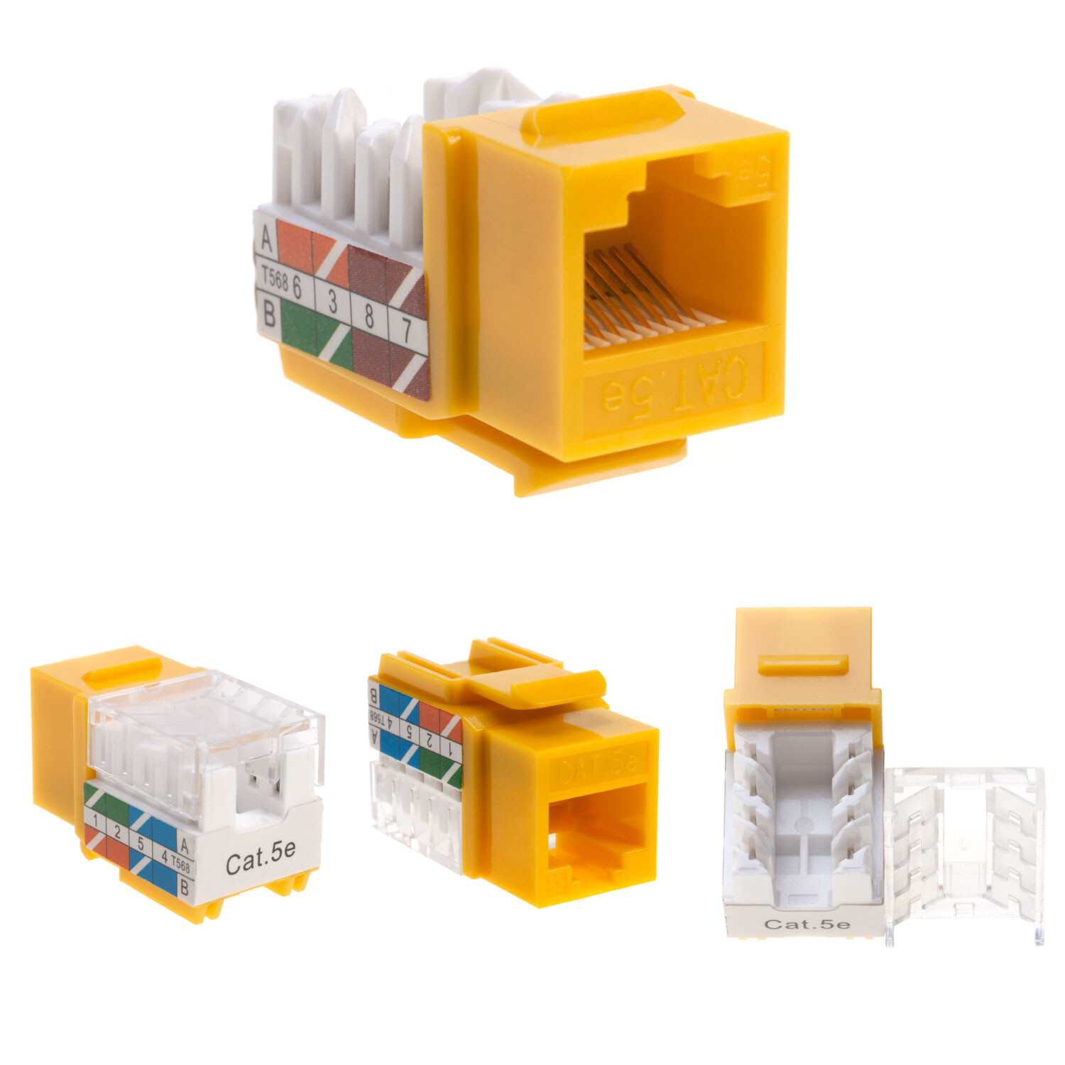 5 pack Cat5e 45° Angled Keystone Jack Network 110 Punchdown 8P8C Cat5