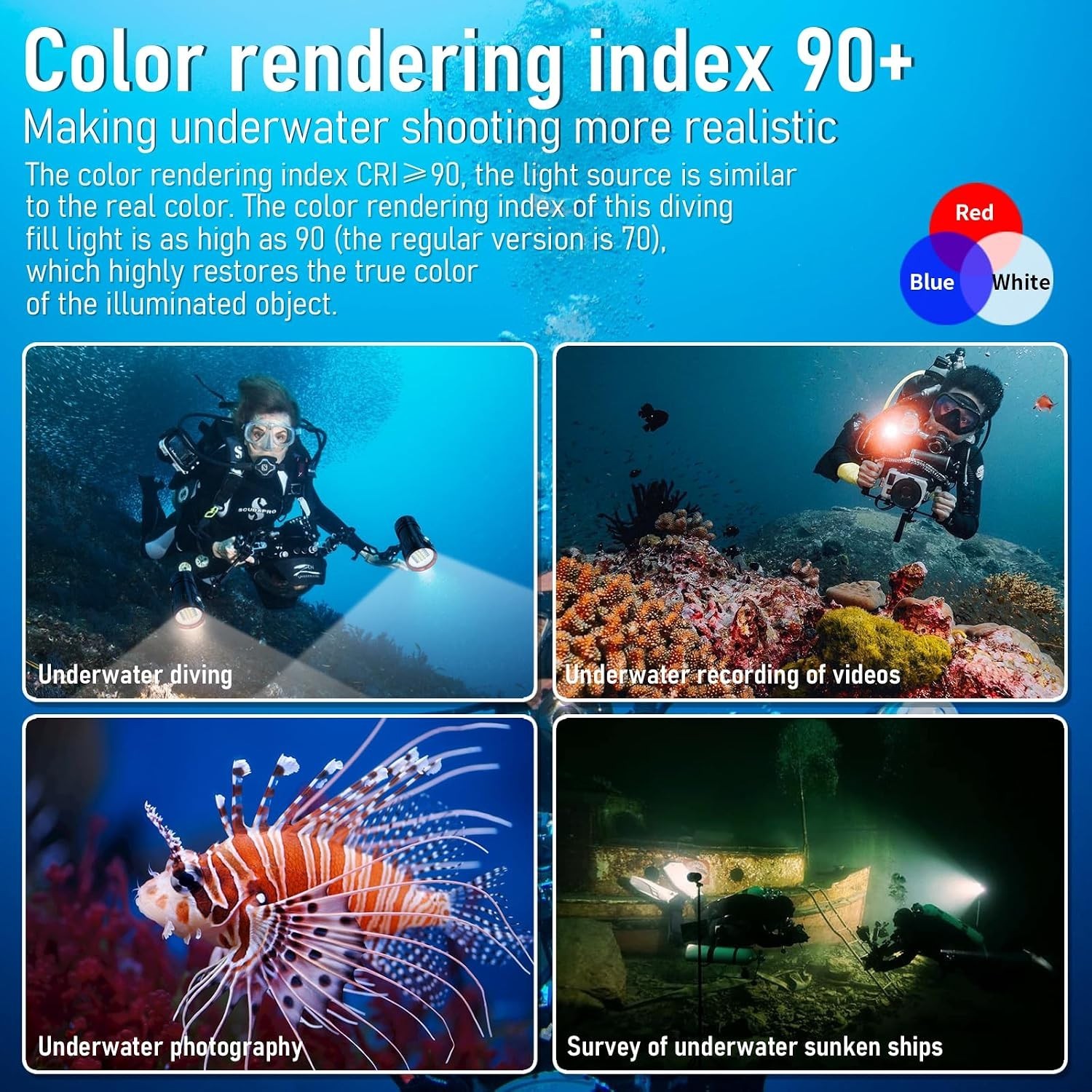 Scuba Diving Flashlight 8000Lumens Underwater Video Lights