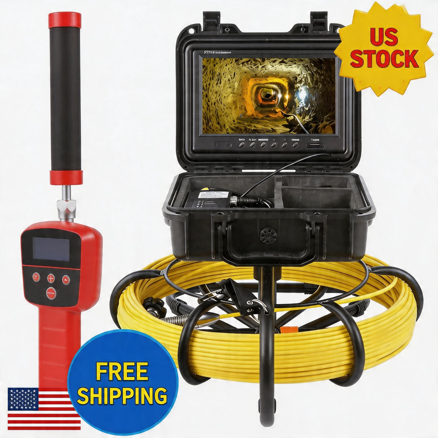 Sewer Camera, 165FT/50M Snake Self-Leveling Camera, 9" 1080P HD Screen Pipe Insp