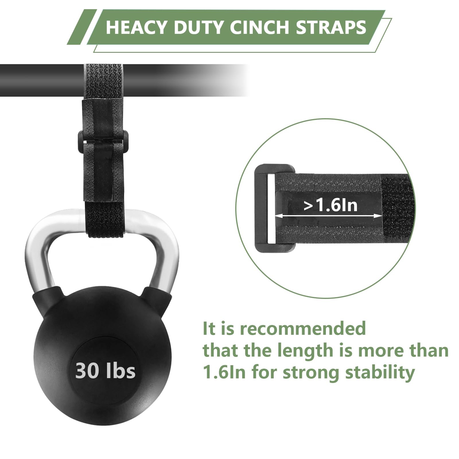 Heavy Duty Hook and Loop Straps with Non-Slip Rubber Backing | 1in x32ft with...