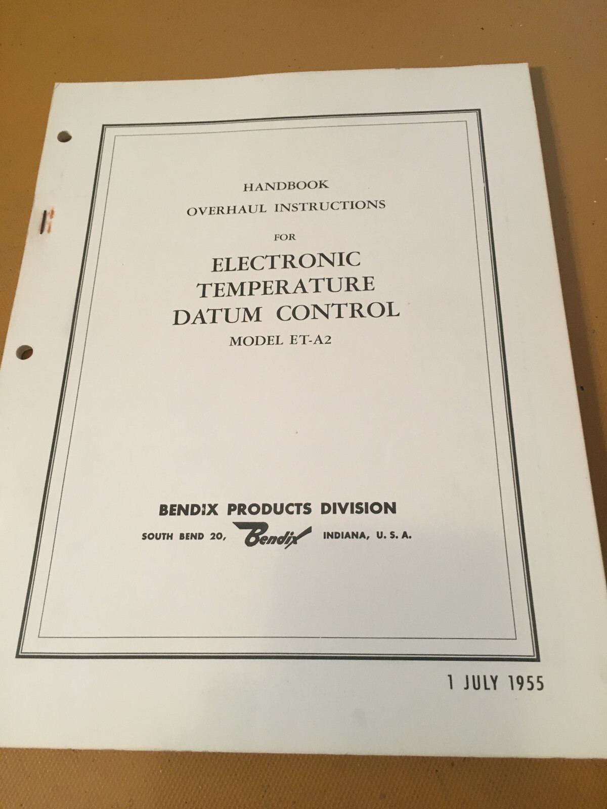 Bendix ET-A2 Electronic Temperature Datum Control Overhaul Manual