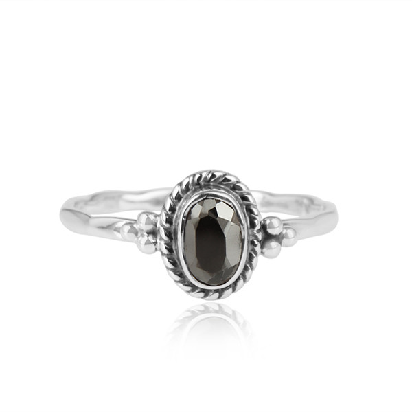 Oxidized 925 Silver Oxidized Handmade Pyrite Gemstone Ring Women's Jewelry