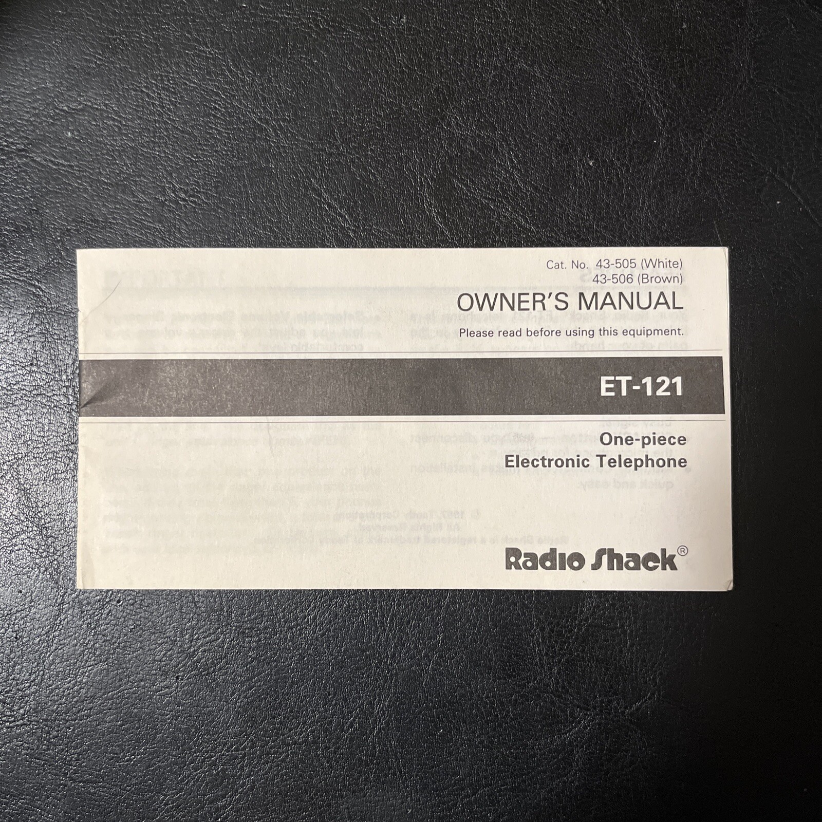 Radio Shack Manual ET-121 One-Piece Telephone Instructions [M1]