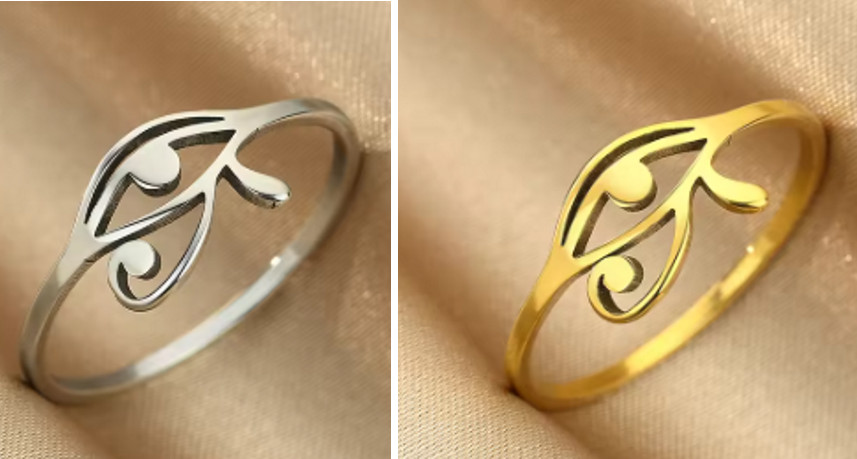Stainless Steel Ring Ancient Egyptian EYE OF RA Horus Protection Symbol Jewelry