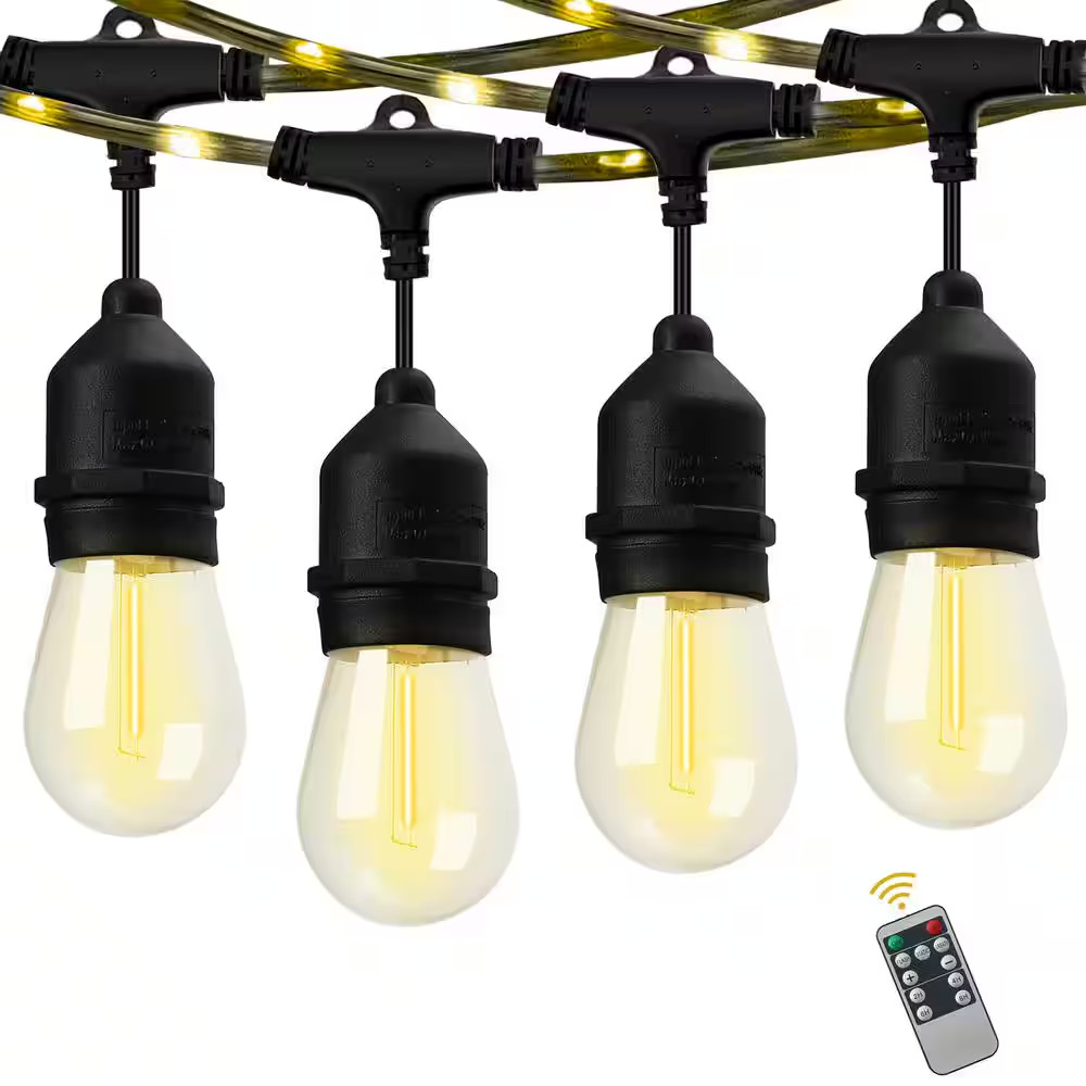 12-Bulbs 24 ft.indoor/Outdoor Plug-in with S14 Single Filament LED Bulbs String
