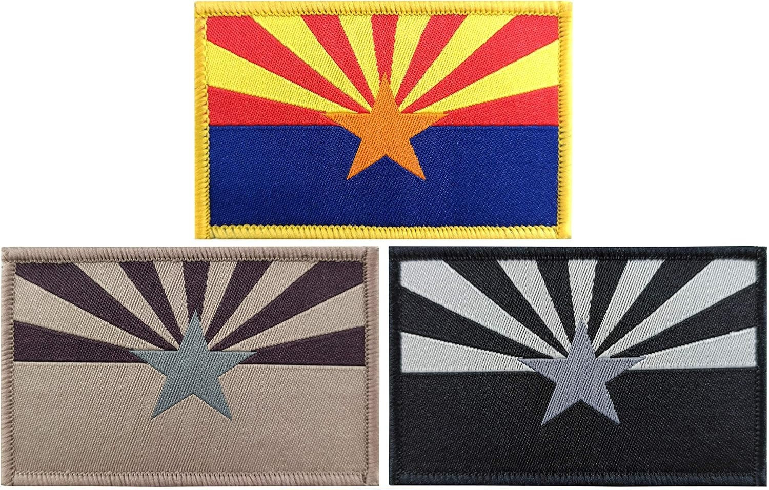 2"x3" Arizona Flag Tactical Military Patches With Hook & Loop Fastener-3 Pack