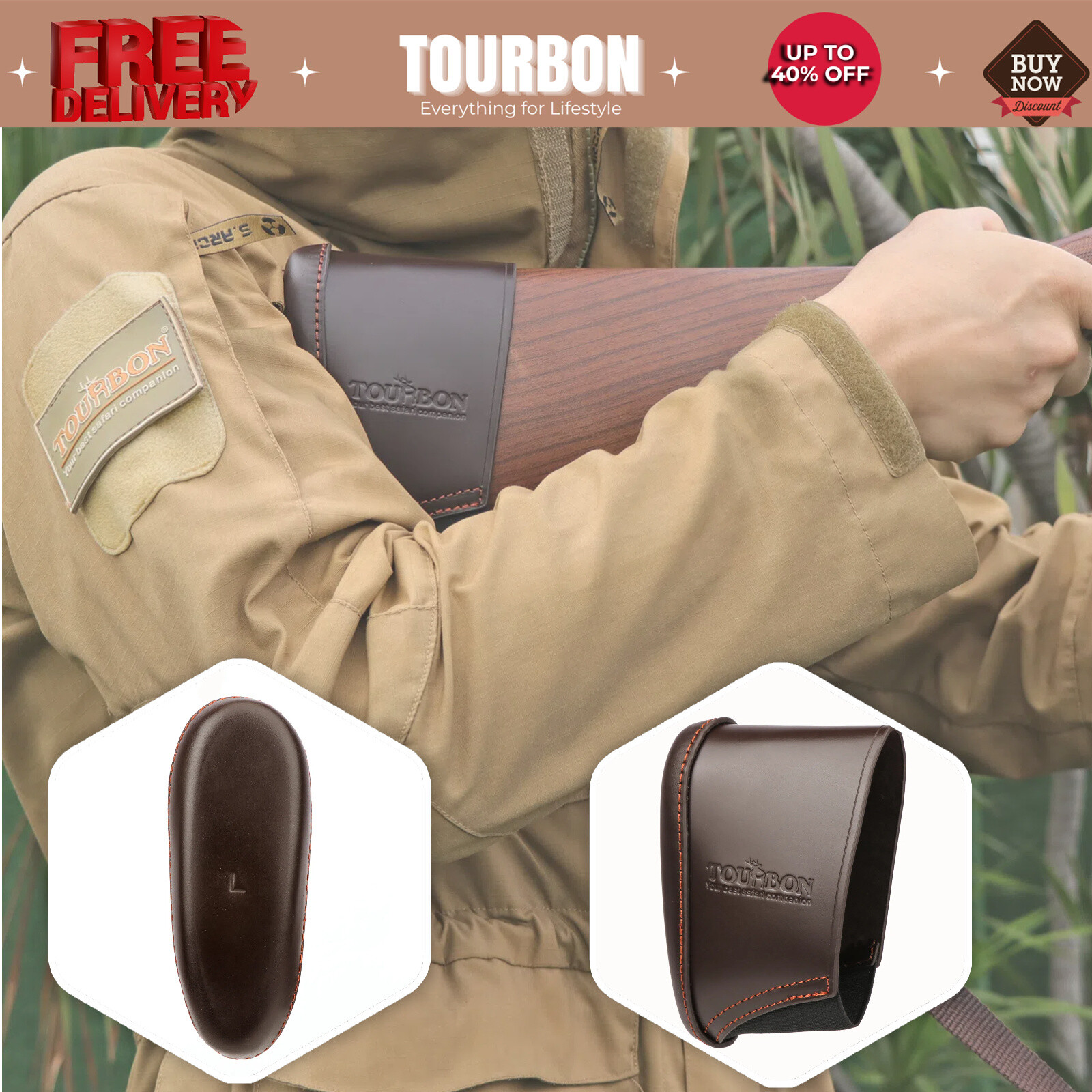 Tourbon Shooting Slip-on Rifle Shotgun Recoil Pad Cover Guard up to 5.3" Stock