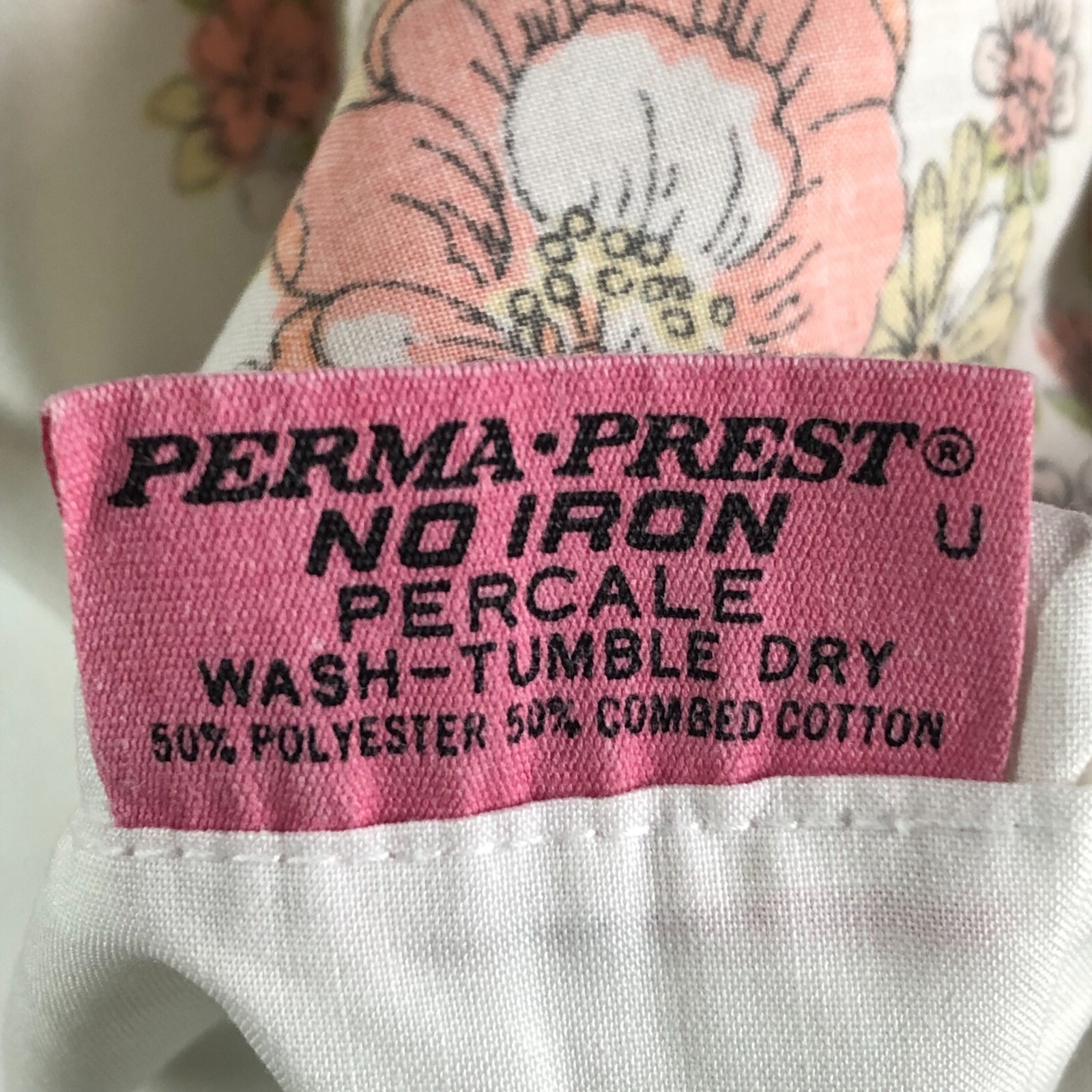 Vtg Sears Perma Prest Magic Spring Std Percale Pillowcase Petal Pink Cottagecore