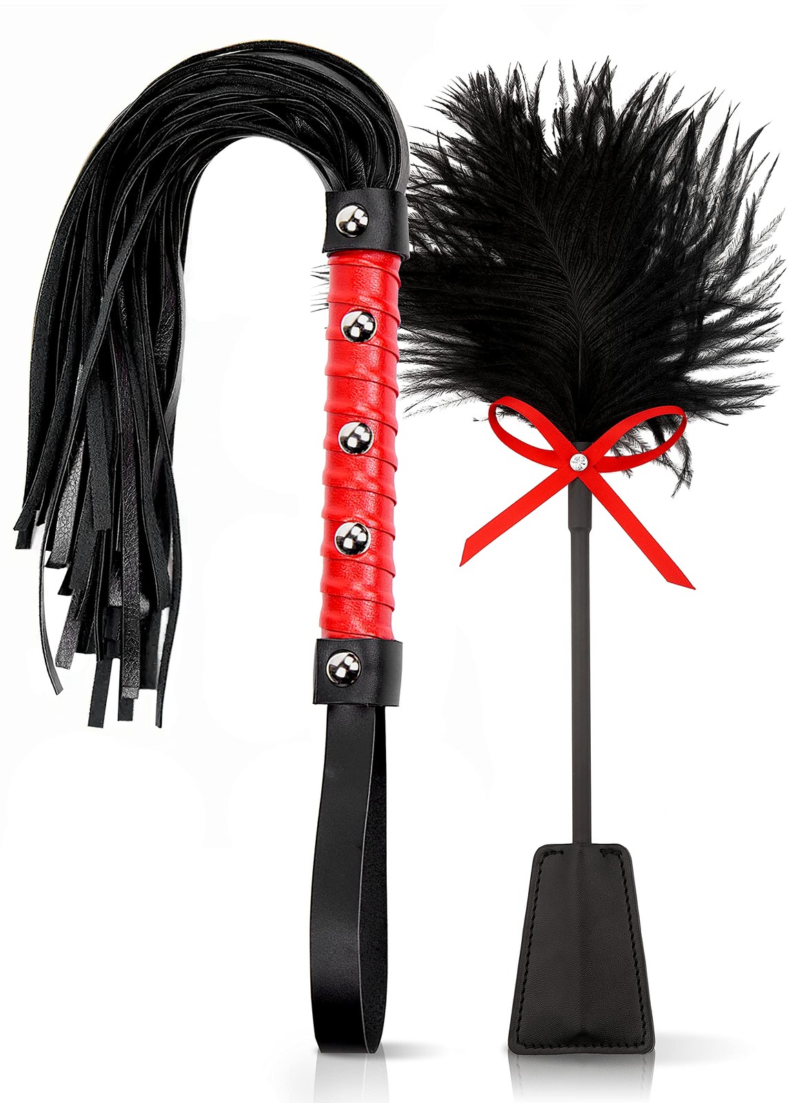MALINERO Faux Horse Set, Riding Whips for Horses, Feather Tickler, French Tic...