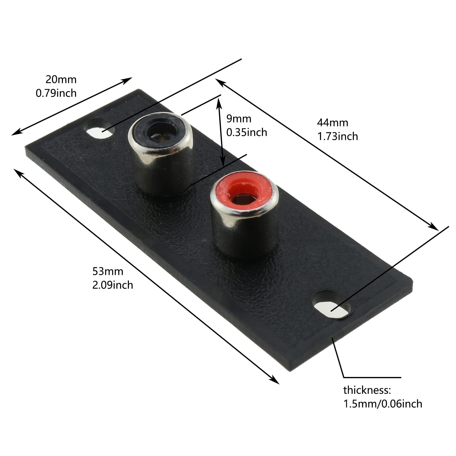 LUORNG 6pcs 2 Way RCA Terminal Wall Panel Plate Input Phono Chassis Black