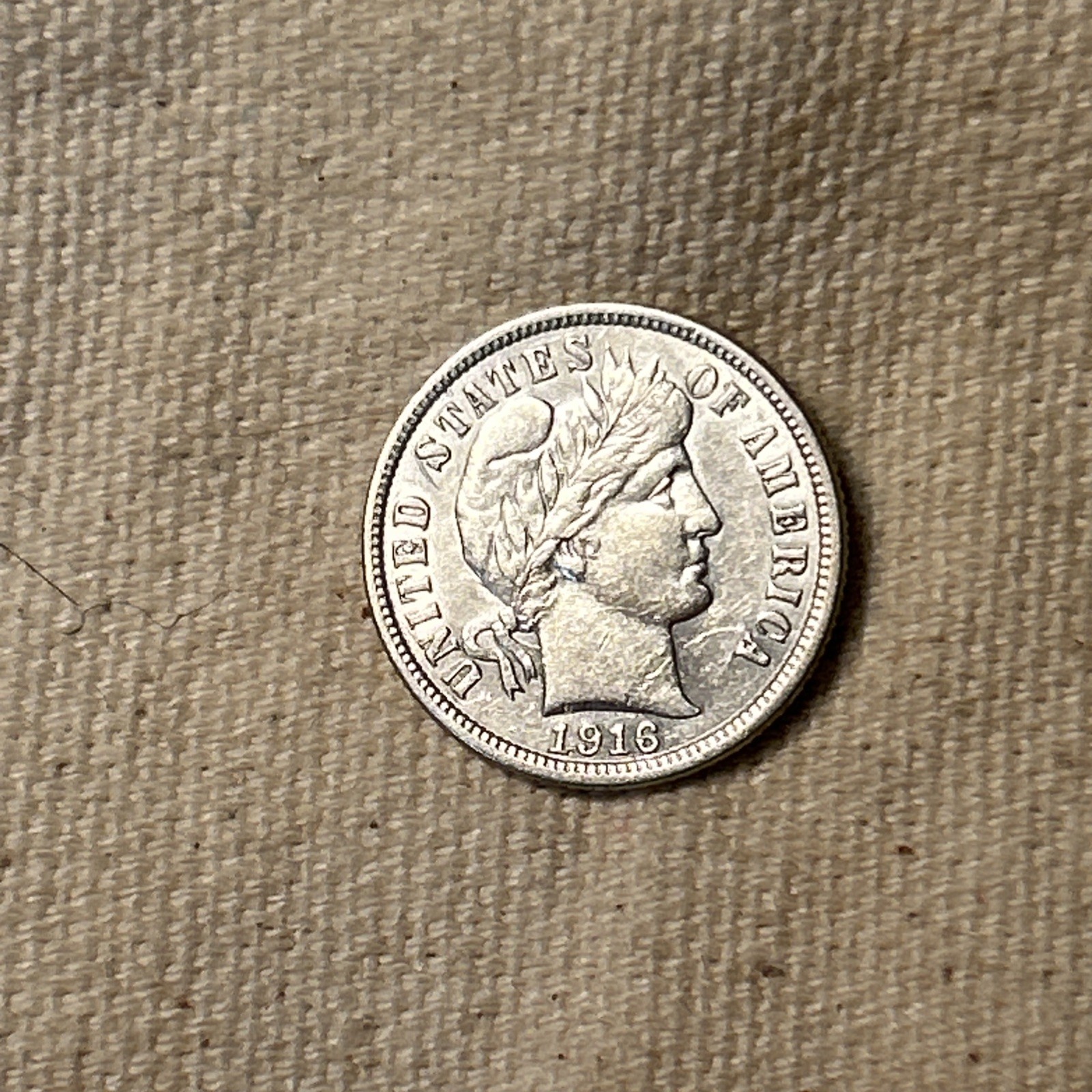 1916 Barber Silver Dime AU Cleaned QA1054 310-48