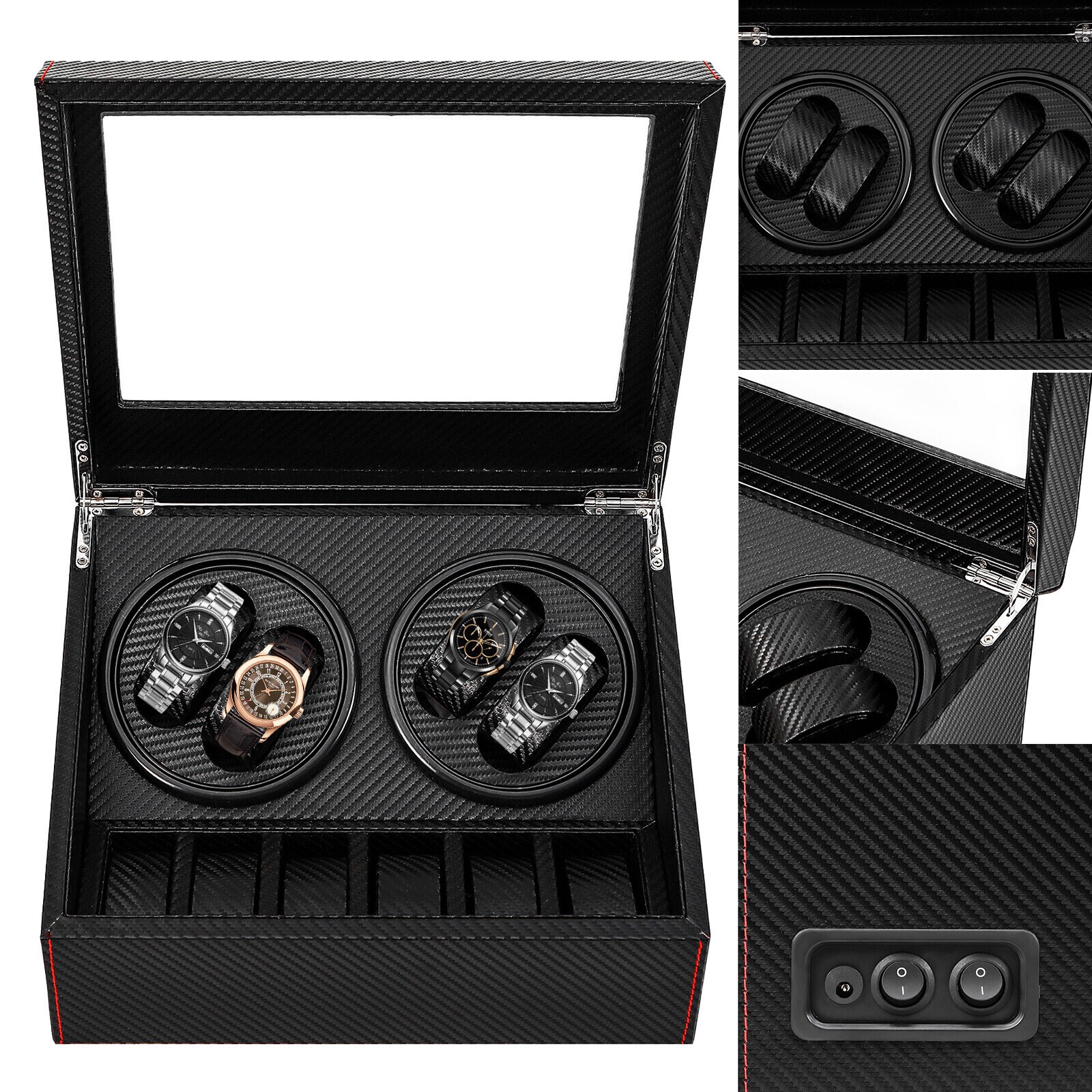 4+6 Automatic Rotation Watch Winder Box Storage Case Self Winding Display Box